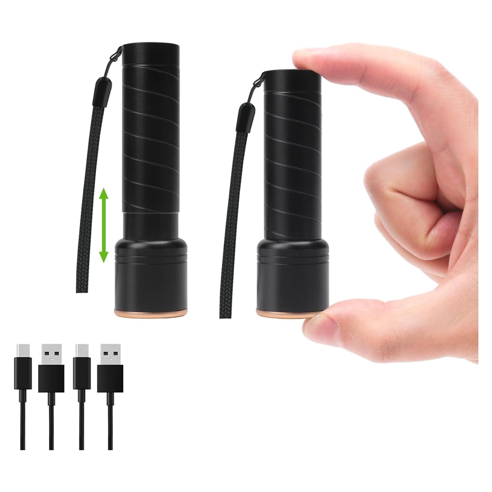 Linternas Recargables USB-C SEVENKA 10.5cm 2 Piezas LED