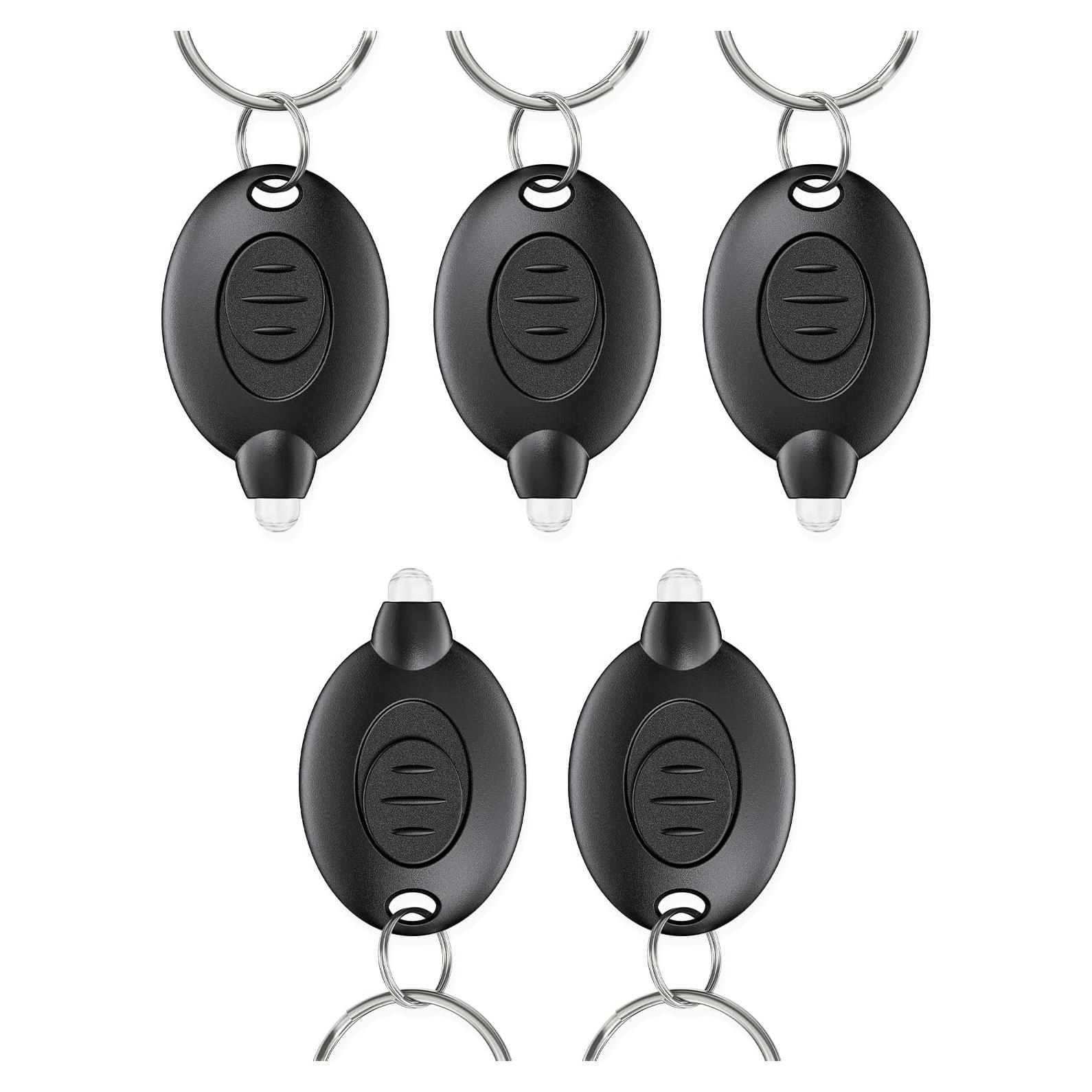 Paquete de 5 Linternas LED de Llavero Uniclife - Carcasa Negra