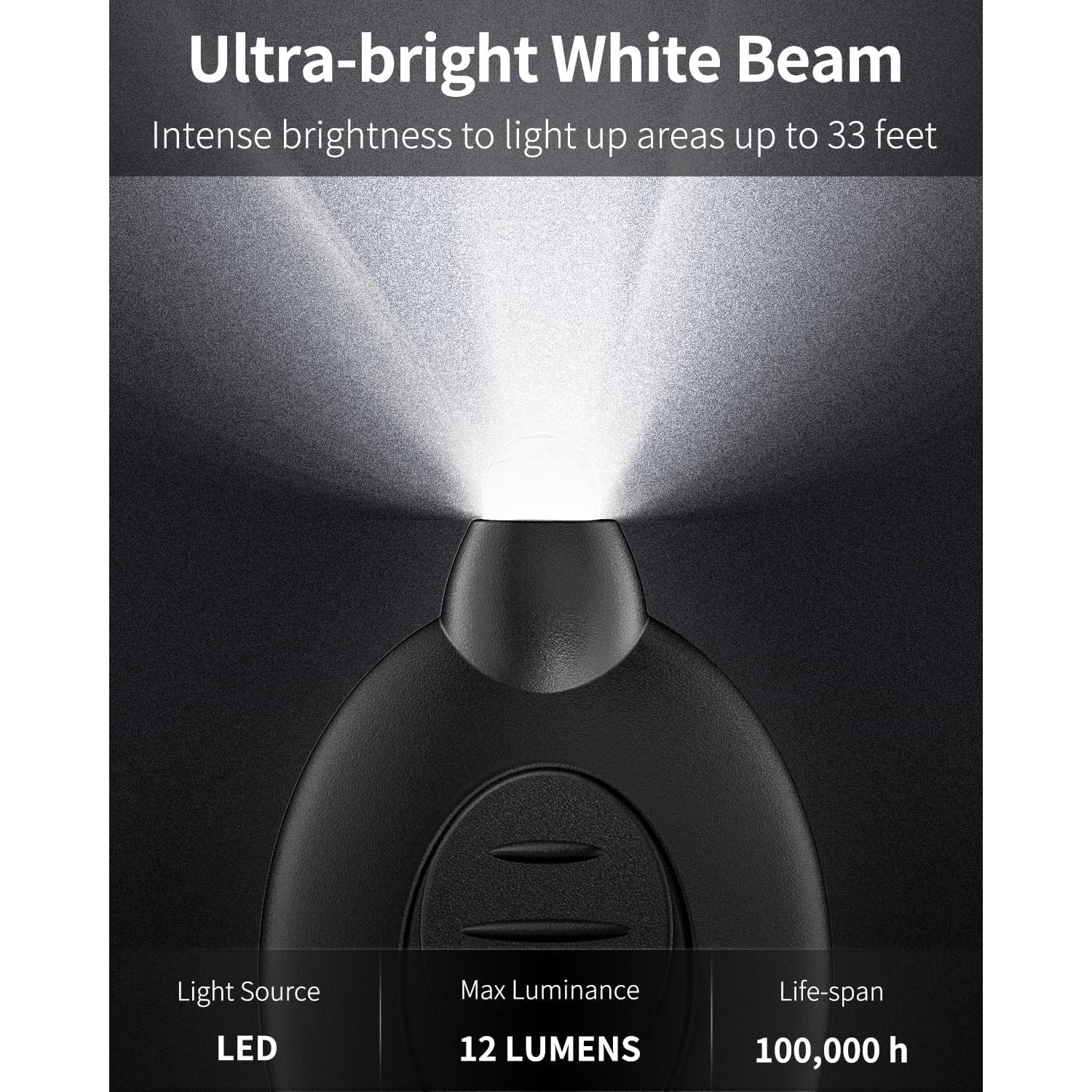 Paquete de 5 Linternas LED de Llavero Uniclife - Carcasa Negra