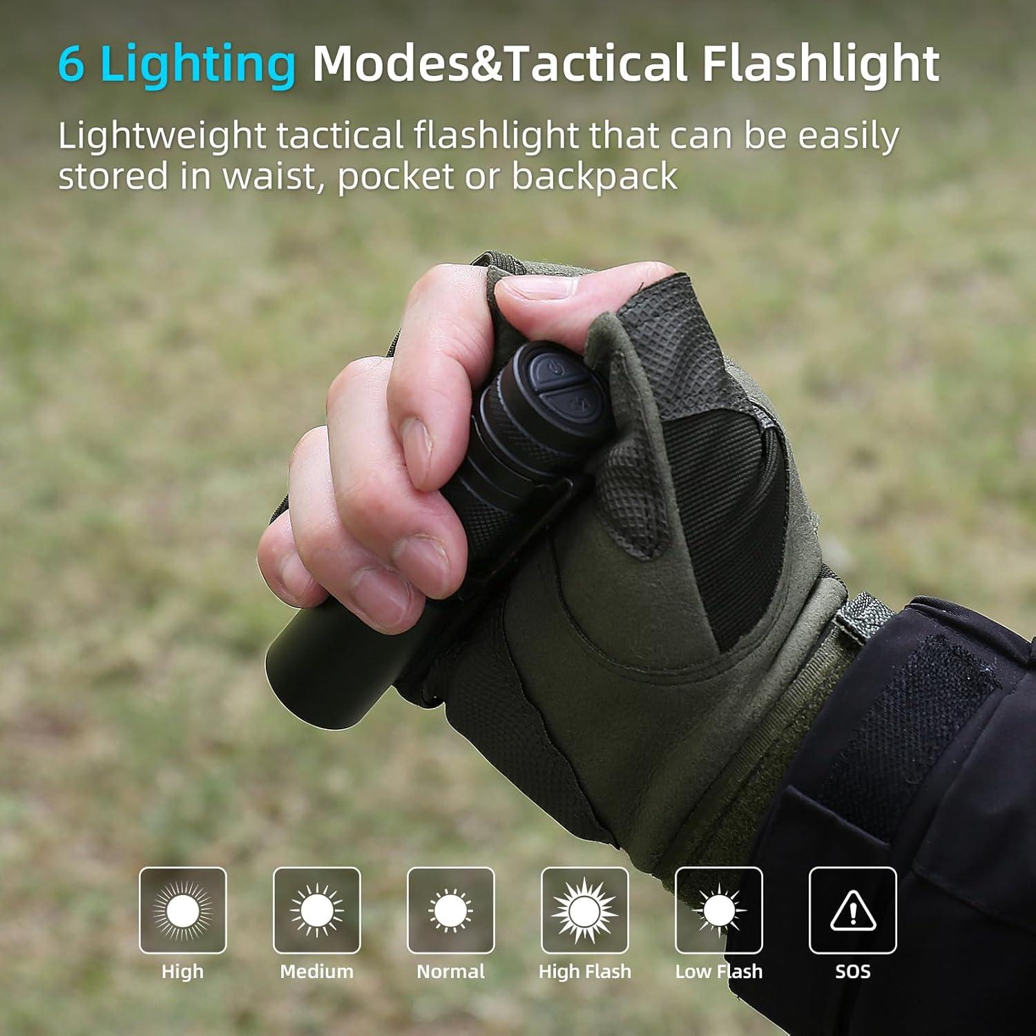 Linterna LED EDC Amkulop S6 Negra, Recargable USB-C, 200m