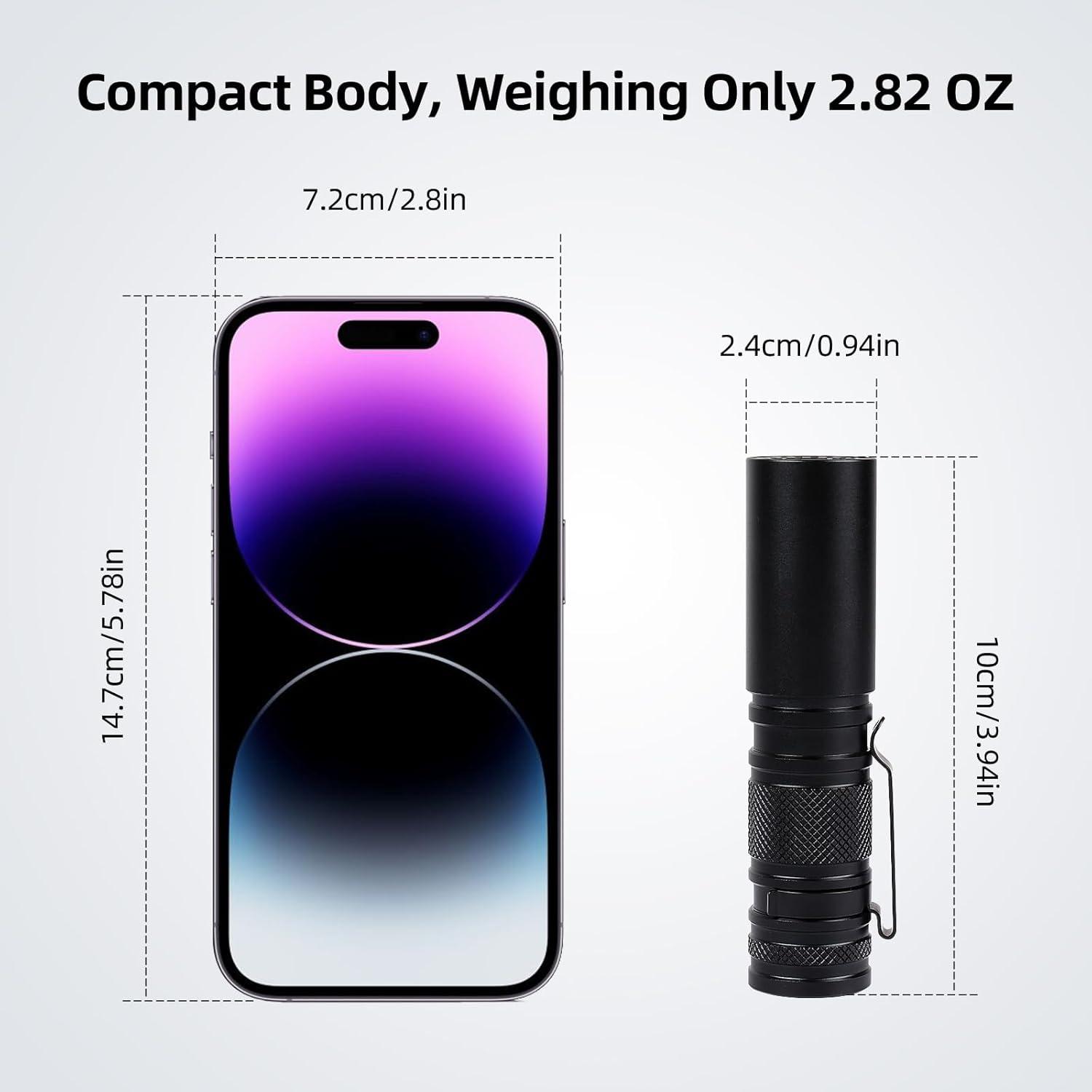 Linterna LED EDC Amkulop S6 Negra, Recargable USB-C, 200m