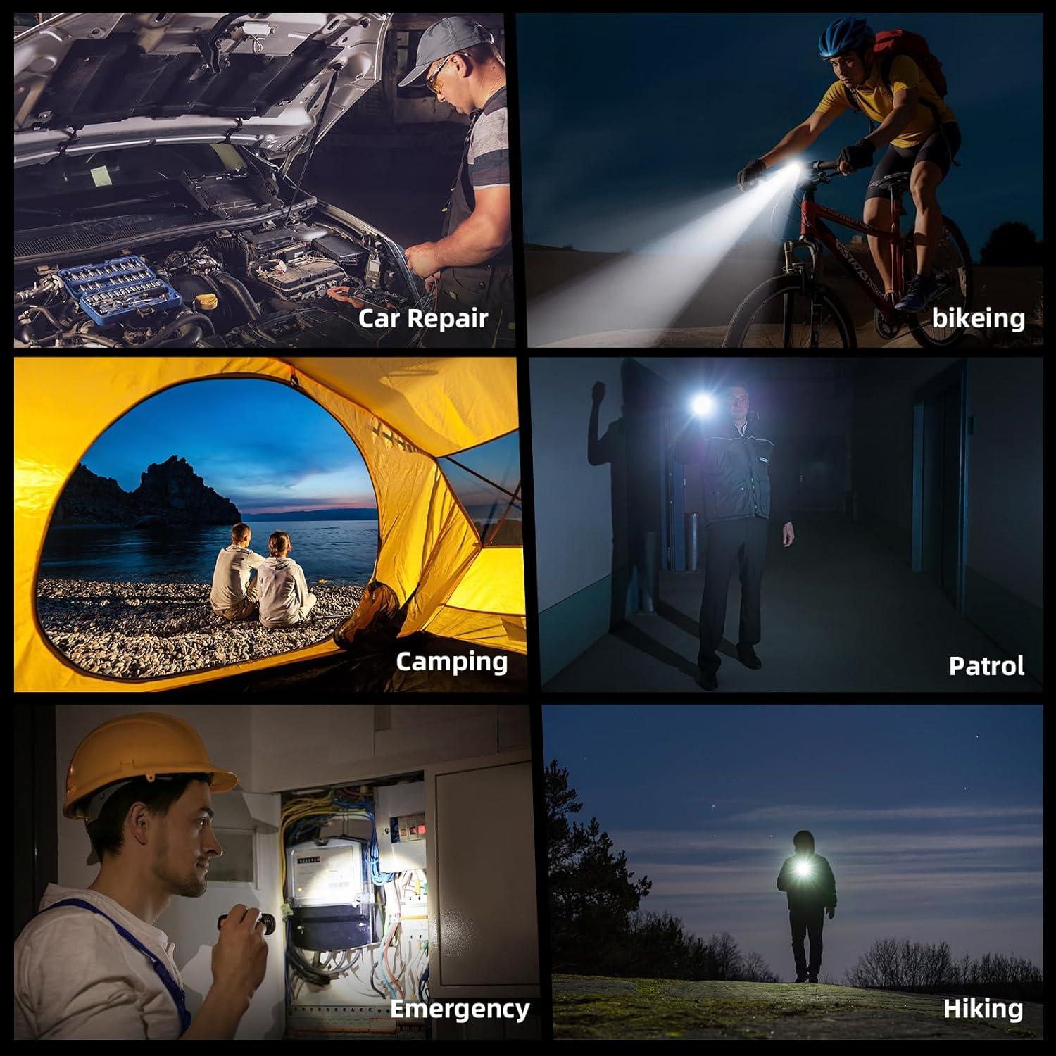 Linterna LED EDC Amkulop S6 Negra, Recargable USB-C, 200m