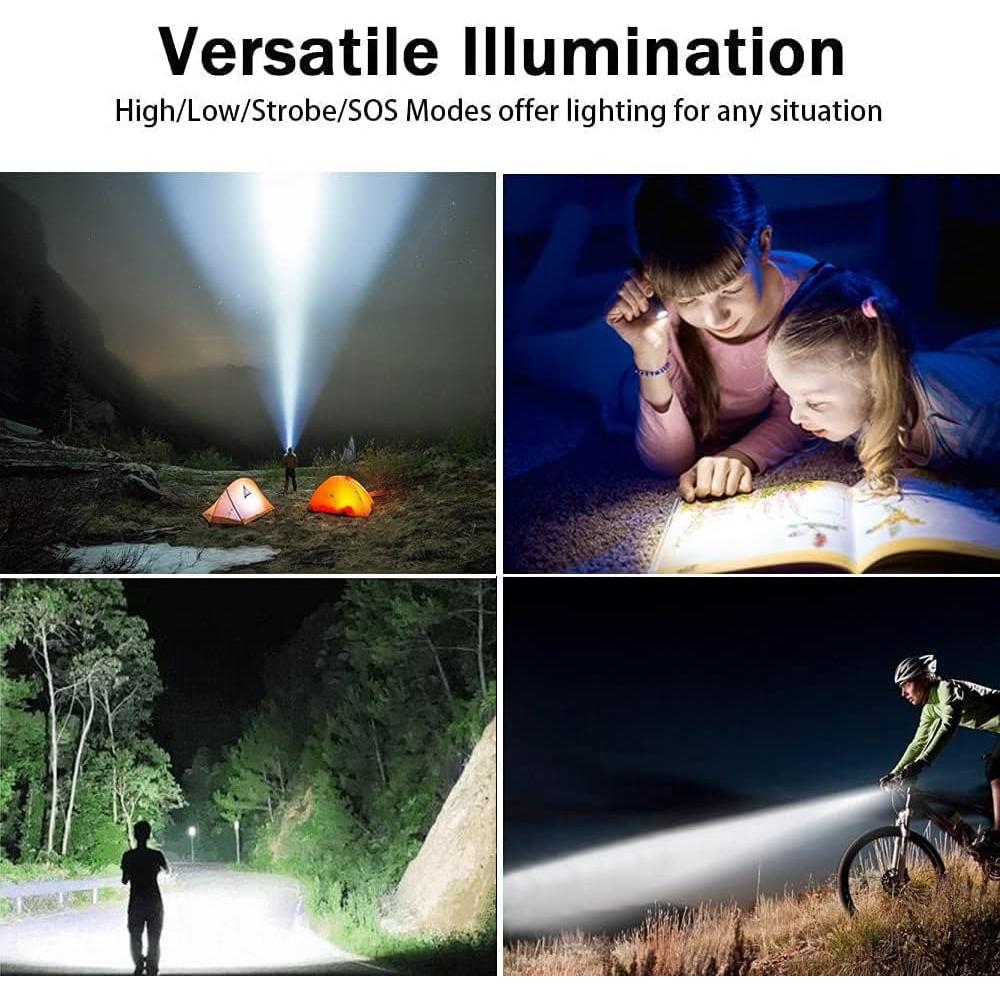 Linterna Táctica LED Hoxida 2000 Lúmenes Recargable IPX6