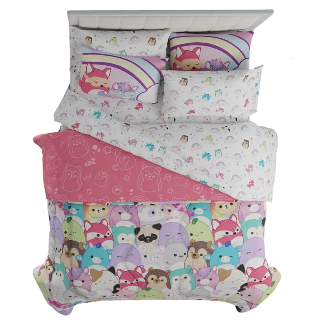 Conjunto de Ropa de Cama Franco Squishmallows 7 Piezas Queen