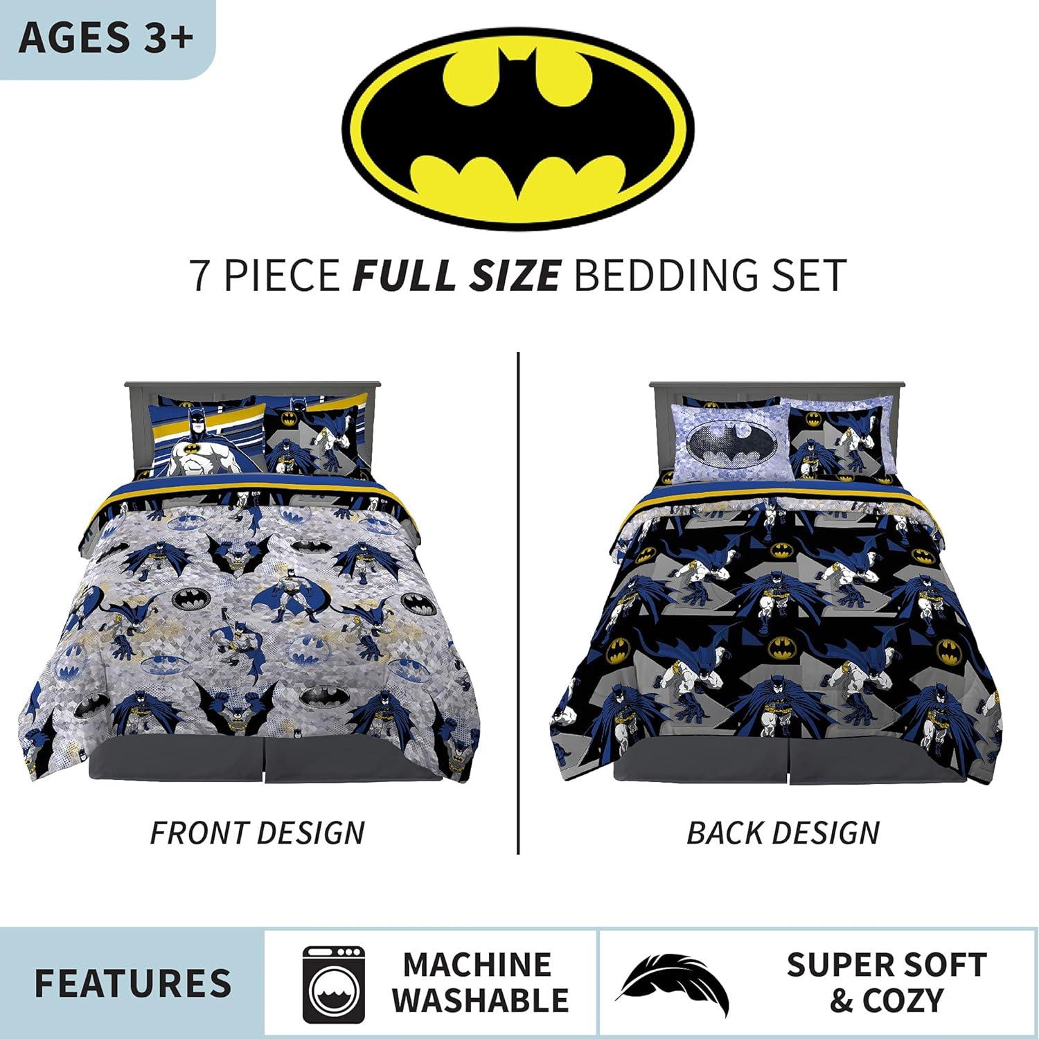 Juego de Ropa de Cama Franco 7 Piezas Batman Microfibra