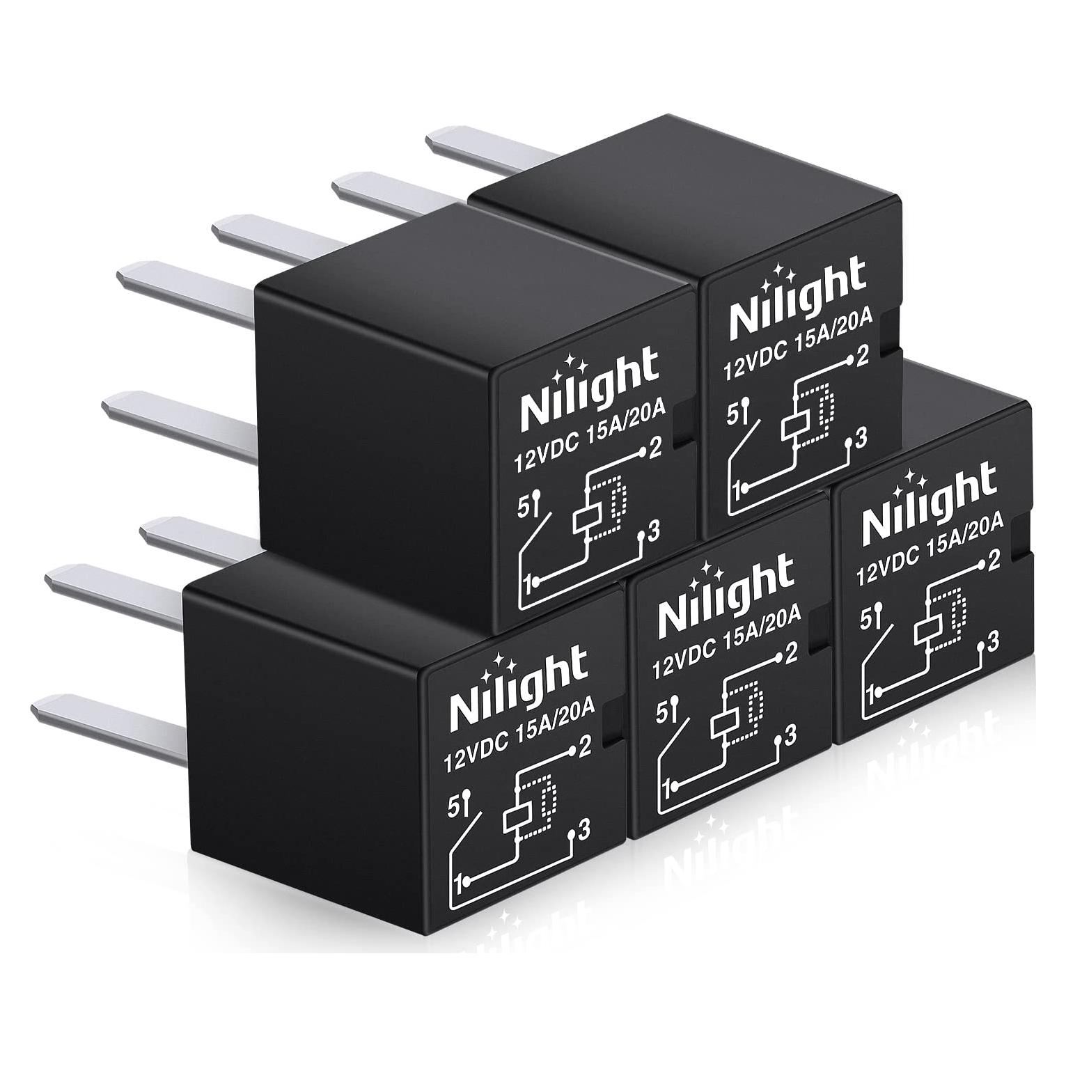 Relé Automotriz Nilight 4Pin SPNO 20A Sellado - 5PCS