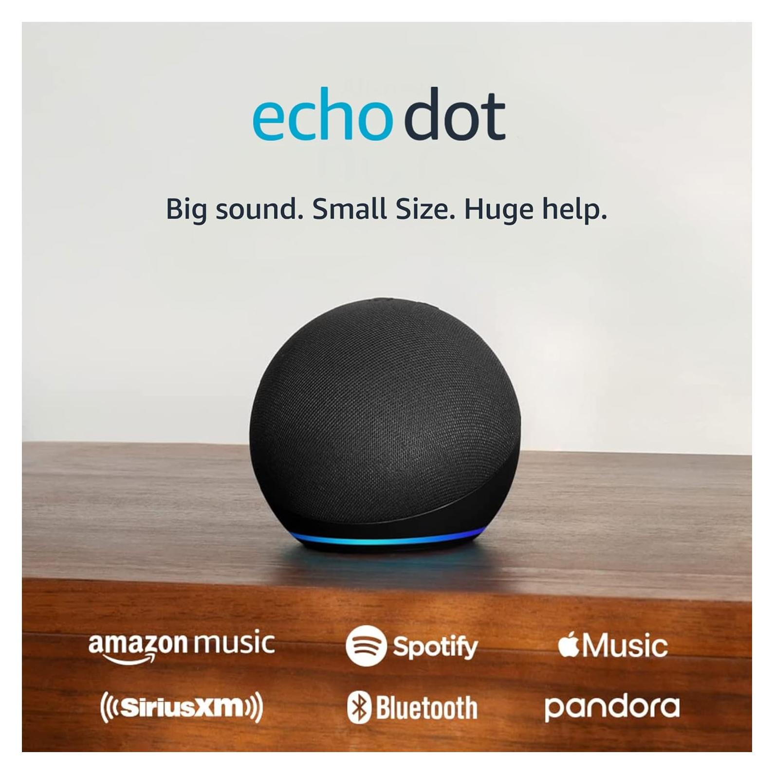 Amazon Echo Dot (newest model), Vibrant sounding Alexa speaker, Great for bedrooms, dining rooms and offices, Charcoal