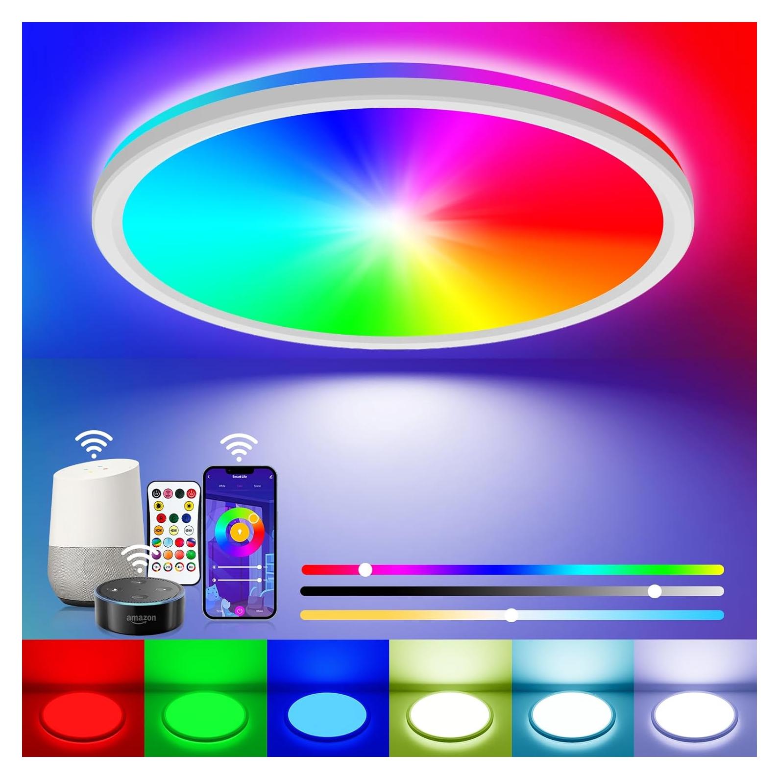 Luz de Techo LED Zemty 24W RGB Regulable Control Remoto