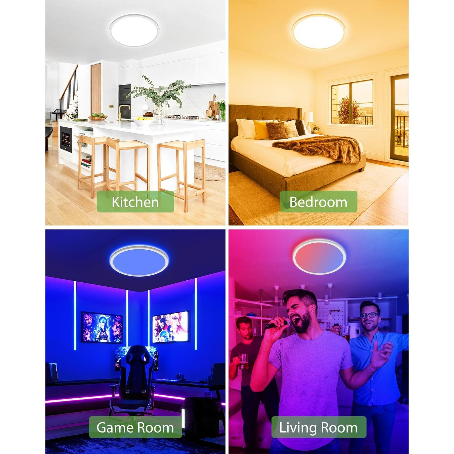 Luz de Techo LED Zemty 24W RGB Regulable Control Remoto
