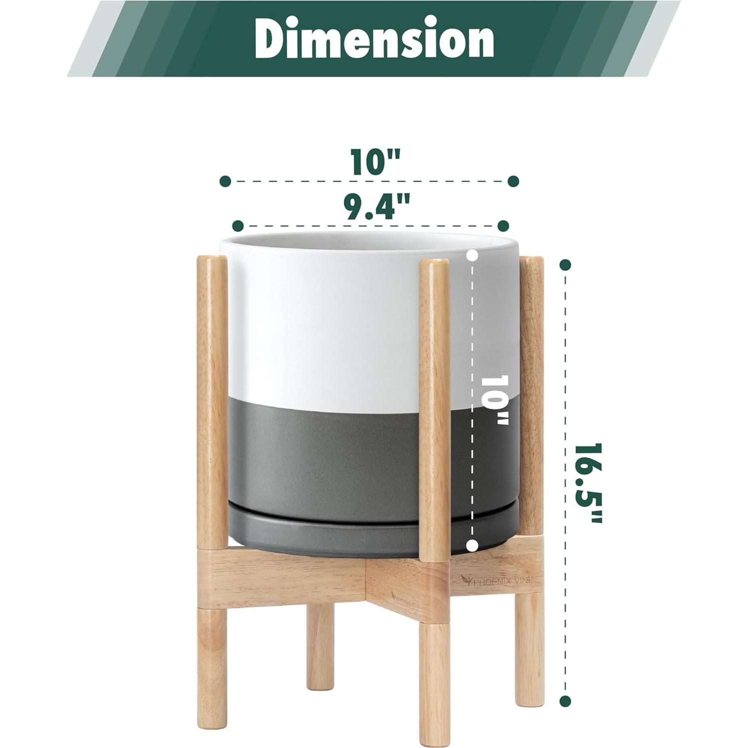 Maceta de Cerámica D'vine Dev 25.4 cm con Soporte Natural