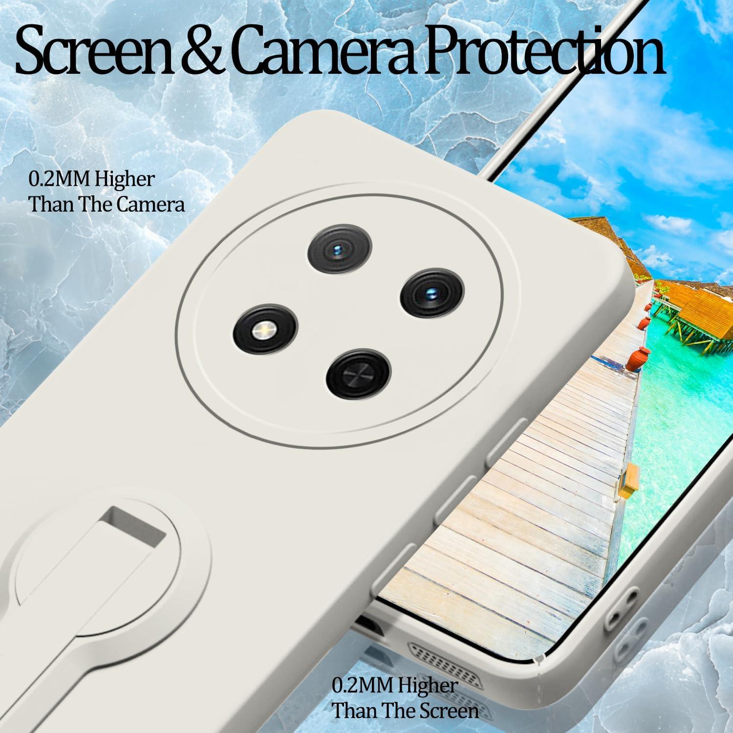 Funda de Silicona Honor Magic 7 Lite con Soporte y Correa Beige