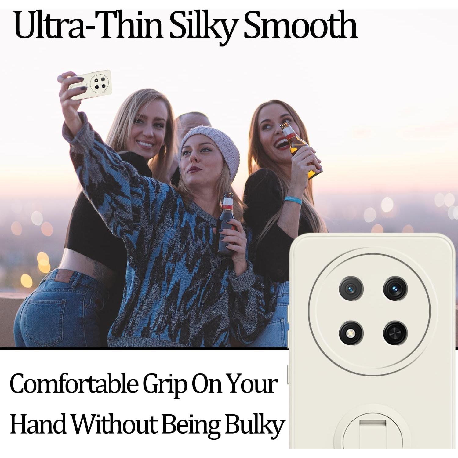 Funda de Silicona Honor Magic 7 Lite con Soporte y Correa Beige