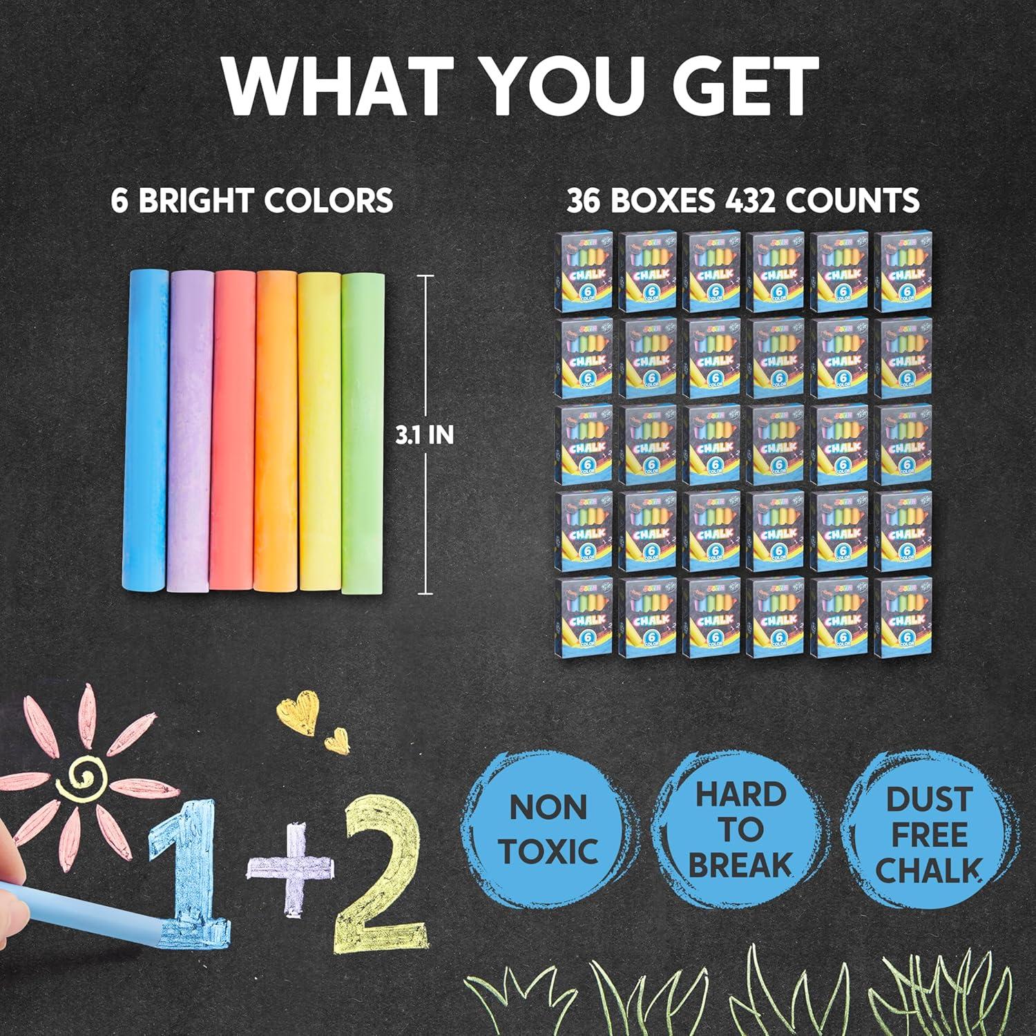 Tizas Mini JOYIN 36 Cajas Multicolor No Tóxicas 3+