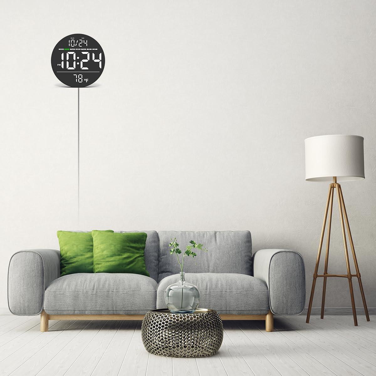 Reloj de Pared Digital XUANZIT 8" LED Auto-Brillo Temperatura