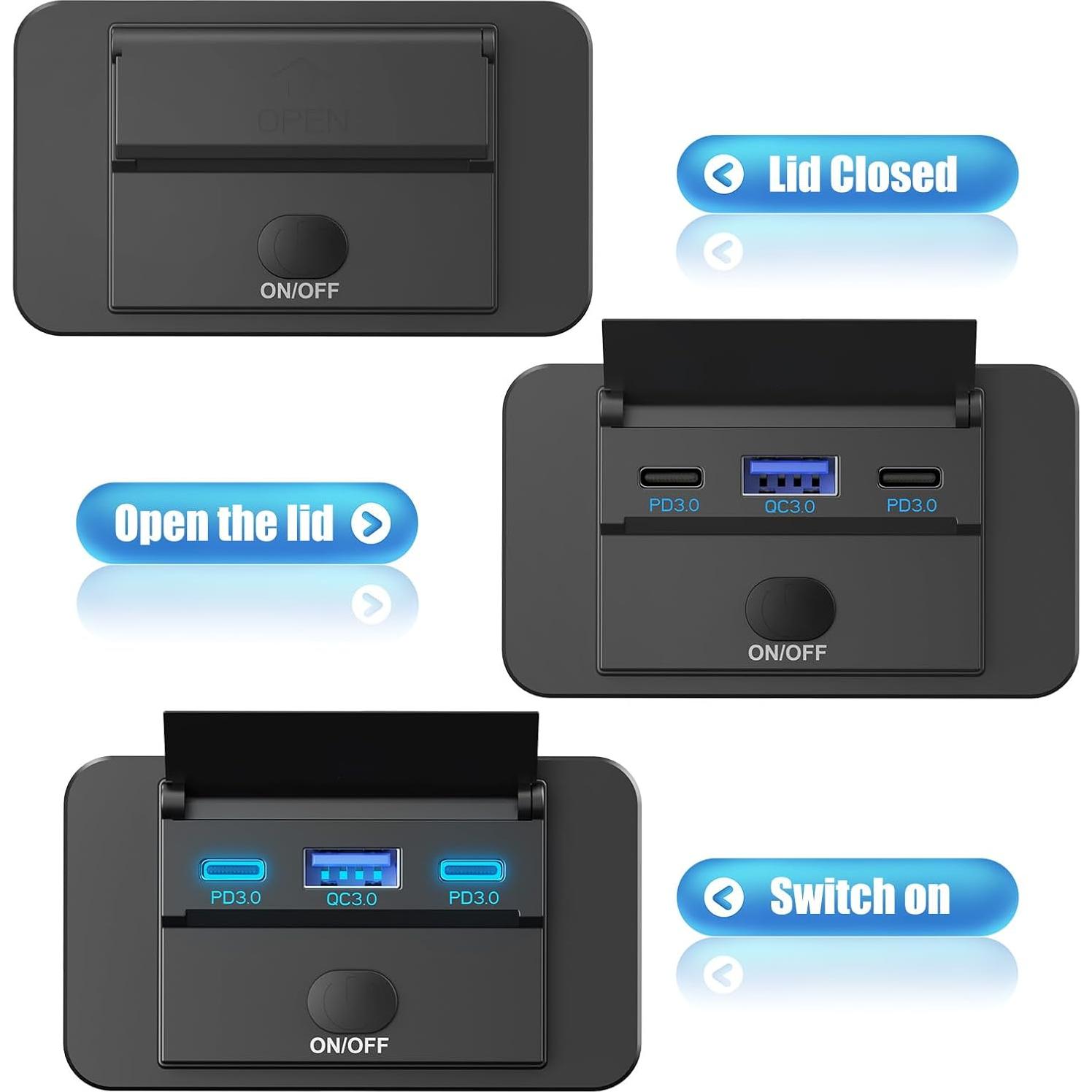 Cargador USB de 12V Hapytrip Doble USB-C 30W y QC 18W