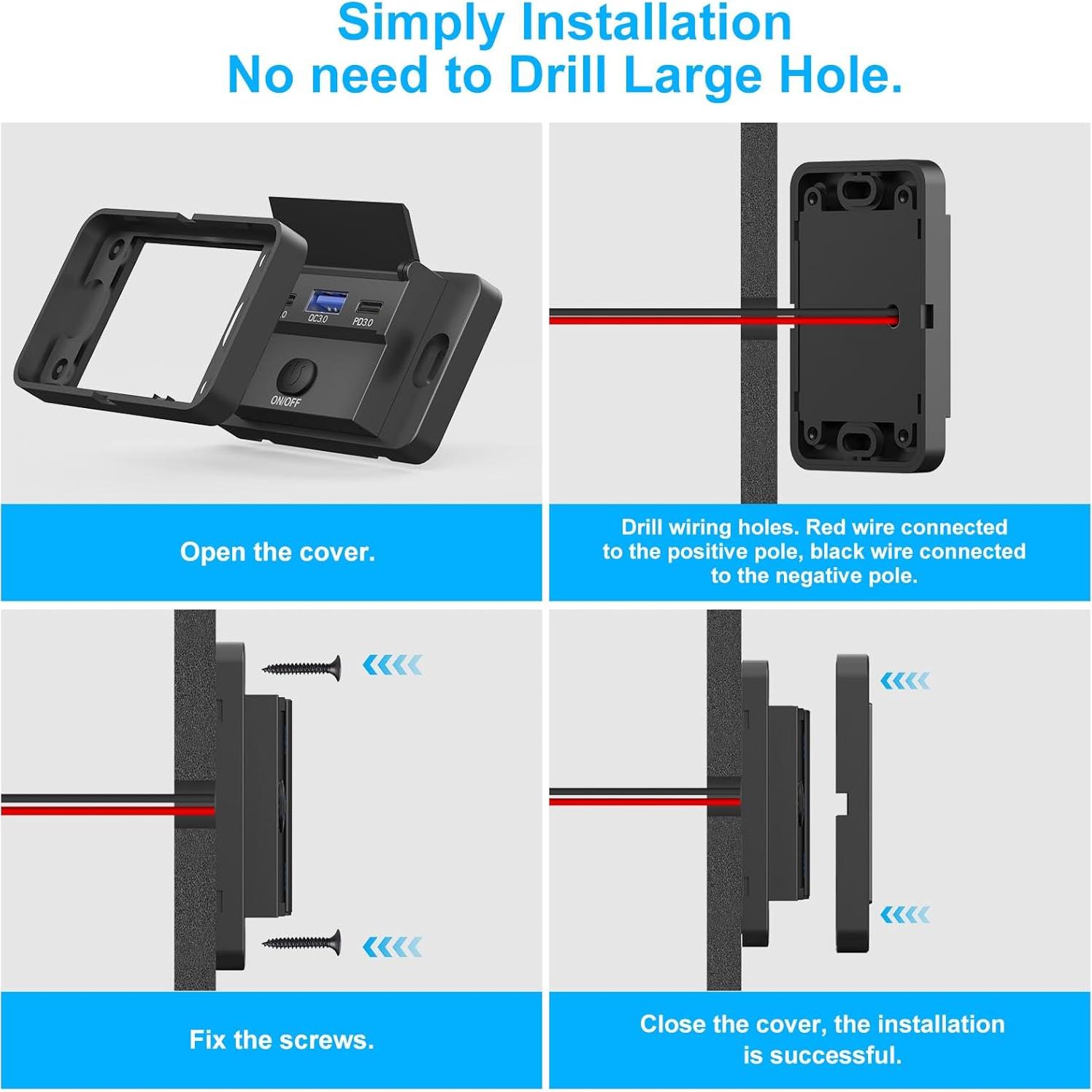 Cargador USB de 12V Hapytrip Doble USB-C 30W y QC 18W