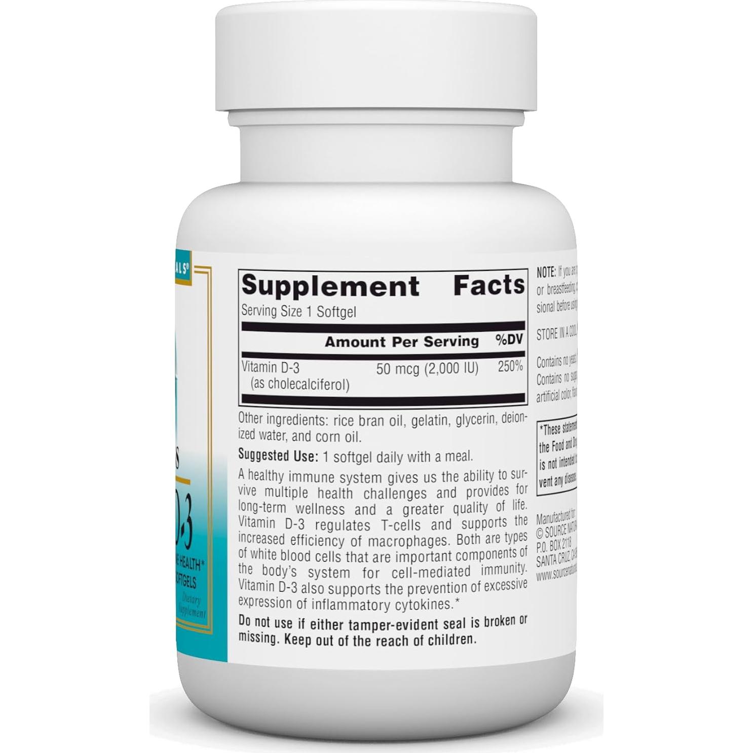 Vitamina D-3 Source Naturals 22.68g para Salud Inmunológica