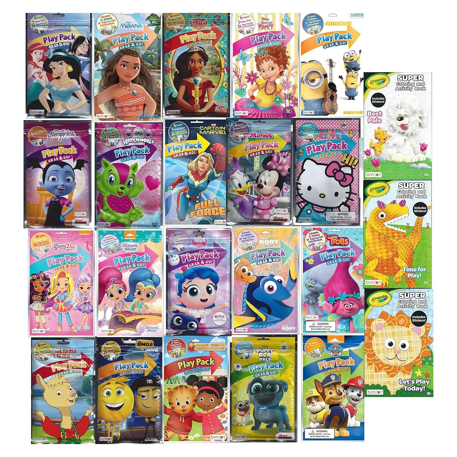 Play Pack Grab and Go Assorted Set For Girls, Princess and Many More (12 Different Packs Guaranteed) 1 Assorted Crayola Coloring Book for your Child