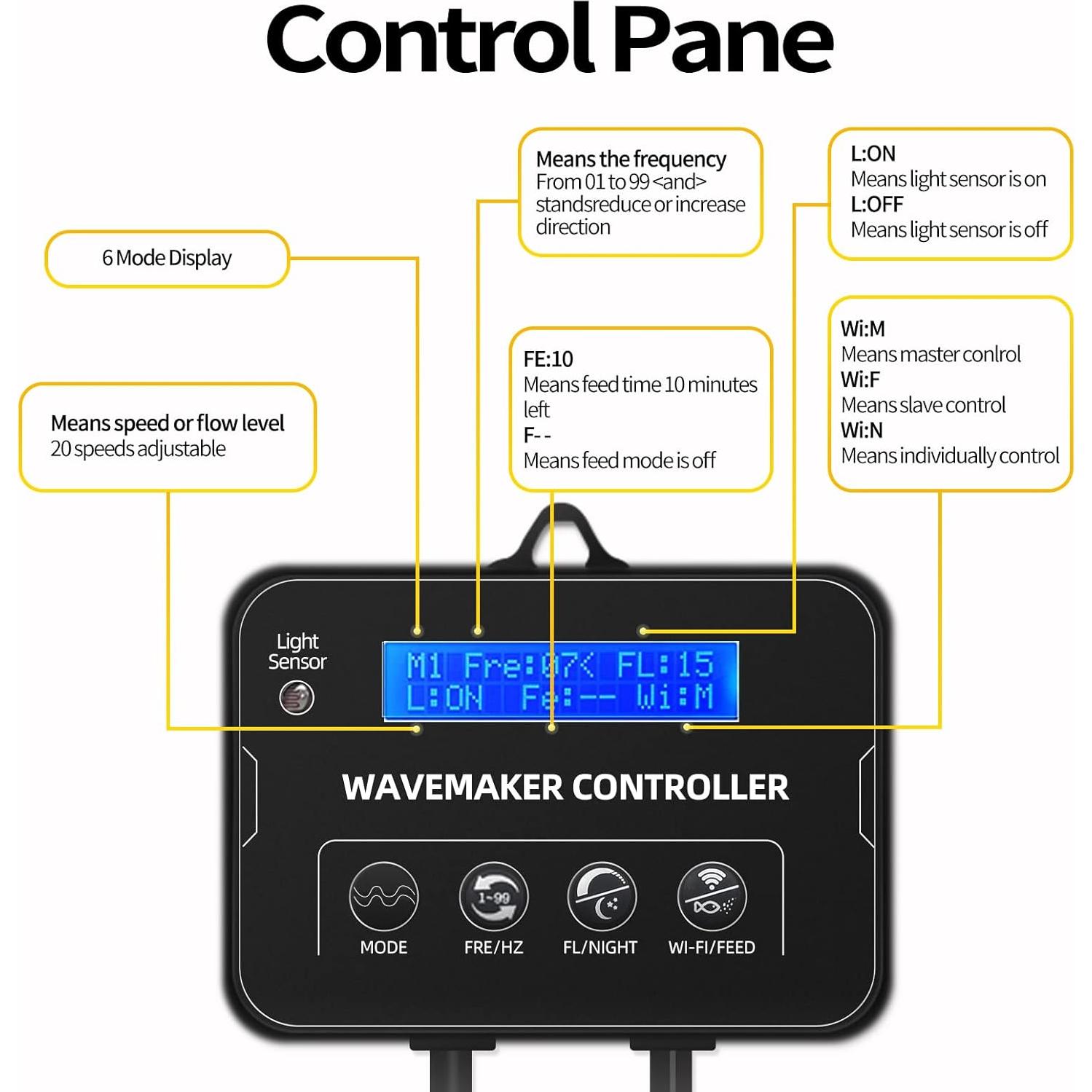 Creador de Olas UPETTOOLS 20W 3400 GPH para Acuario 60-120 Gal