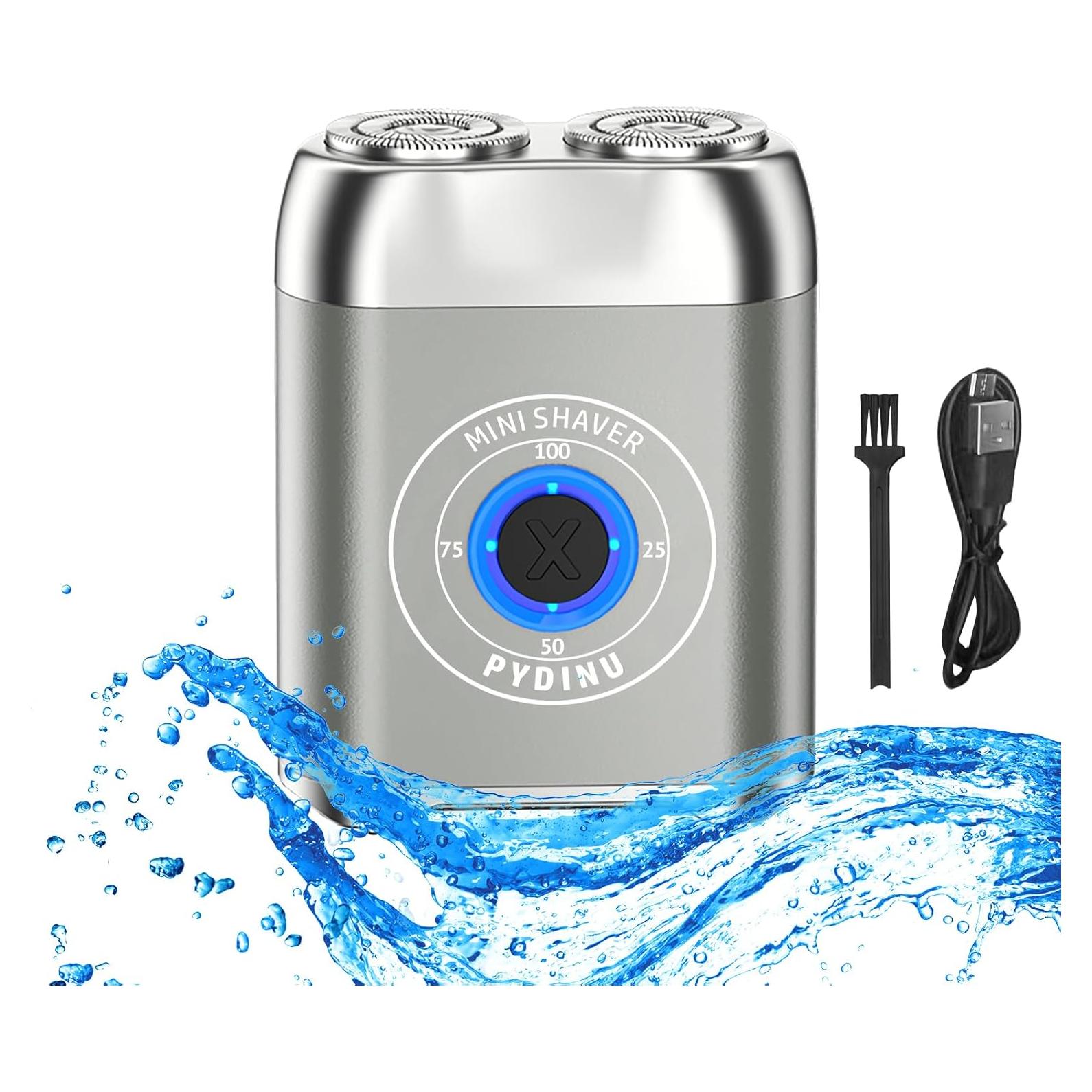 Mini Afeitadora Eléctrica Doble Cabezal USB-C Impermeable Plata