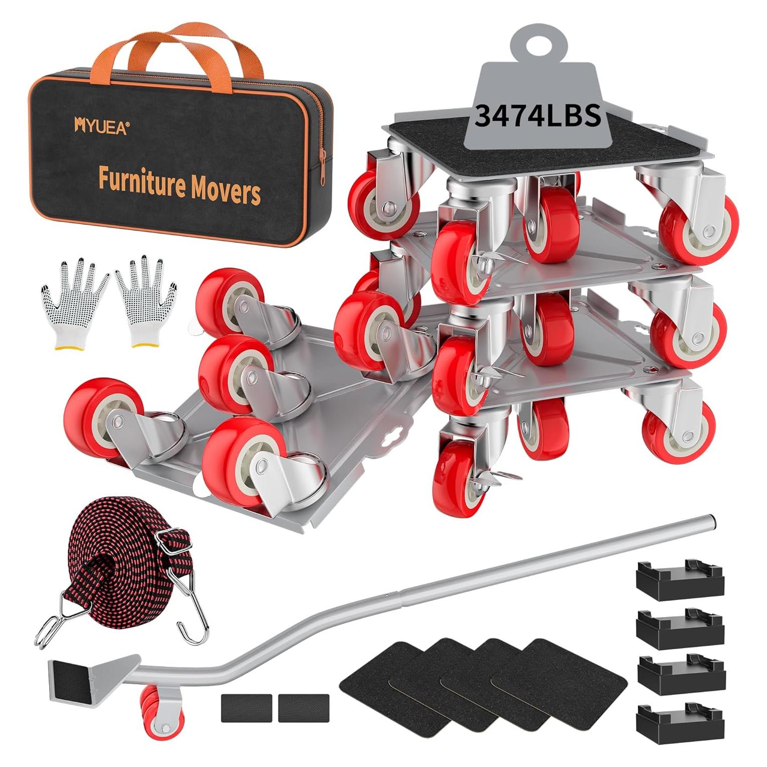 Carretilla de Muebles MYUEA 5 Ruedas Carga Pesada 1600 kg