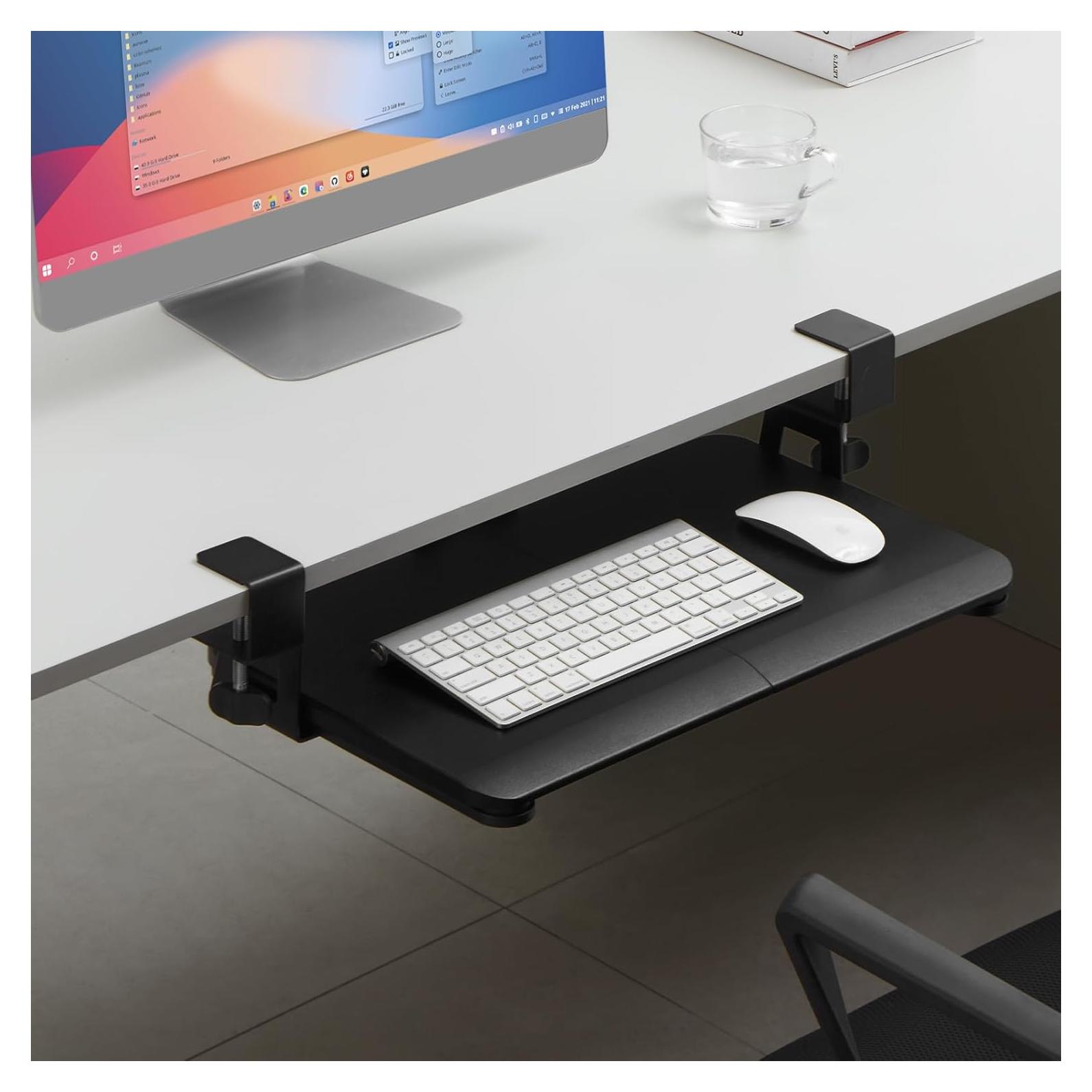 Bandeja de Teclado Bajo Escritorio DQCGLY 24" x 12" Negro