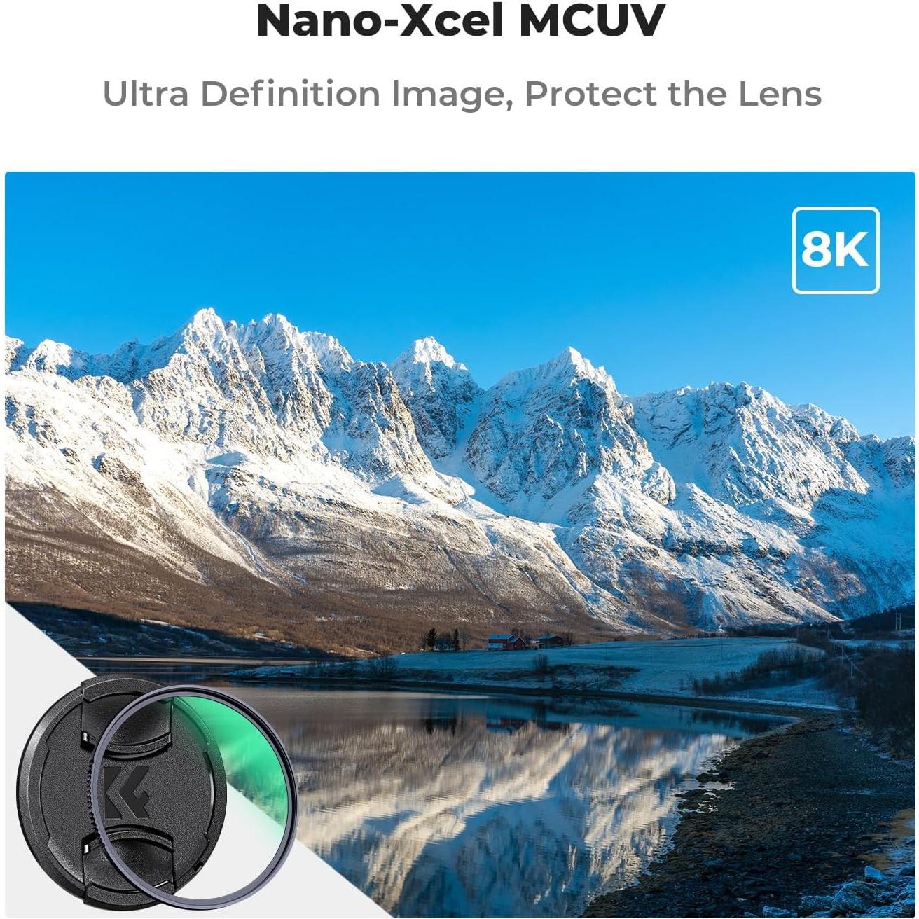 K&F Concept 49mm MC UV Lens Protection Filter with Filter Cap Cleaning Cloth Optical Glass Ultra Slim 28 Multi-Layer Coatings Camera Lens UV Filter (Nano-X Series)