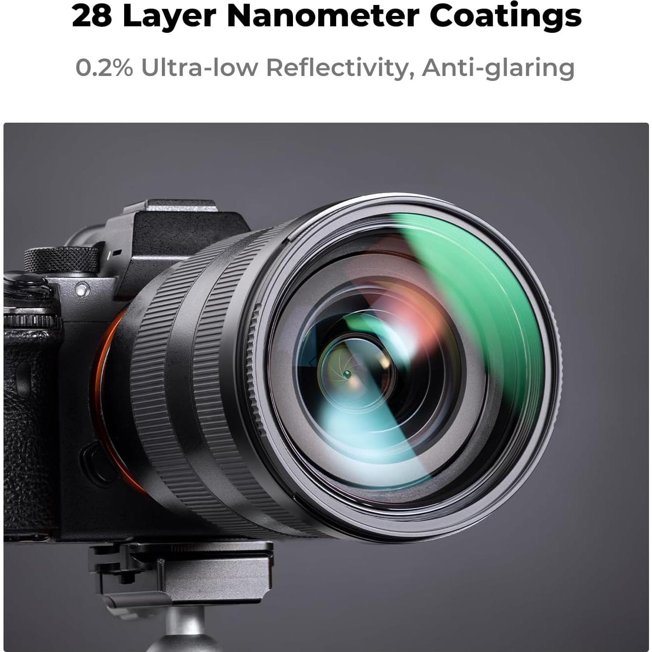 K&F Concept 49mm MC UV Lens Protection Filter with Filter Cap Cleaning Cloth Optical Glass Ultra Slim 28 Multi-Layer Coatings Camera Lens UV Filter (Nano-X Series)