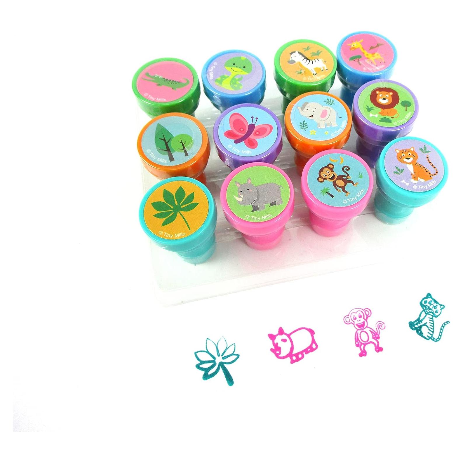 Kit de Sellos de Animales de la Selva TINYMILLS 12 PZS