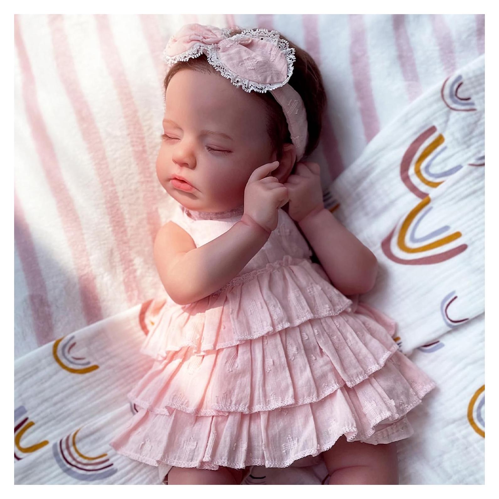 Muñeca Reborn Bebé Niña 50.8 cm KSBD Cuerpo de Tela Rosa