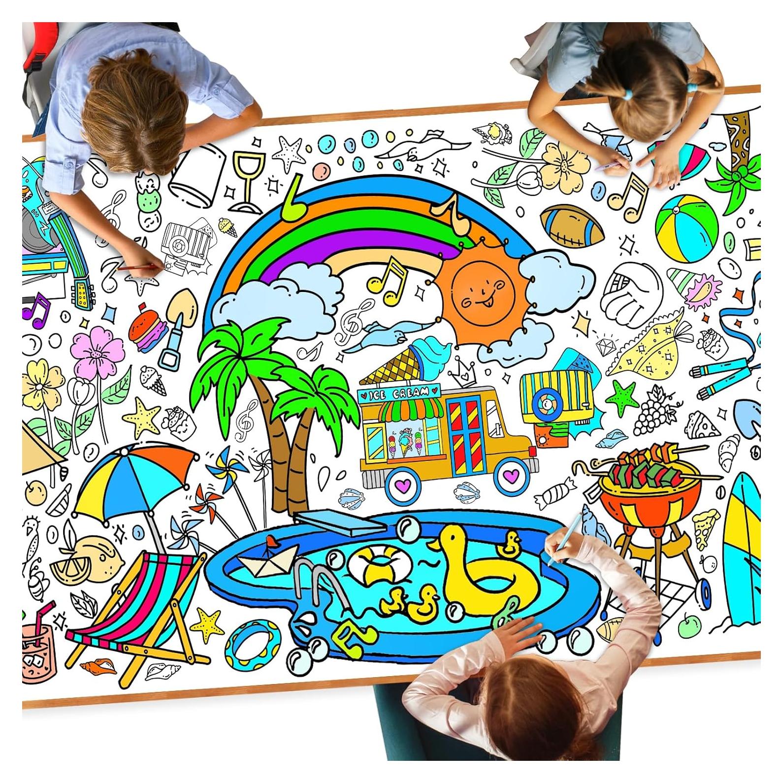 DDMY Póster Gigante para Colorear Playa de Verano 182x90 cm