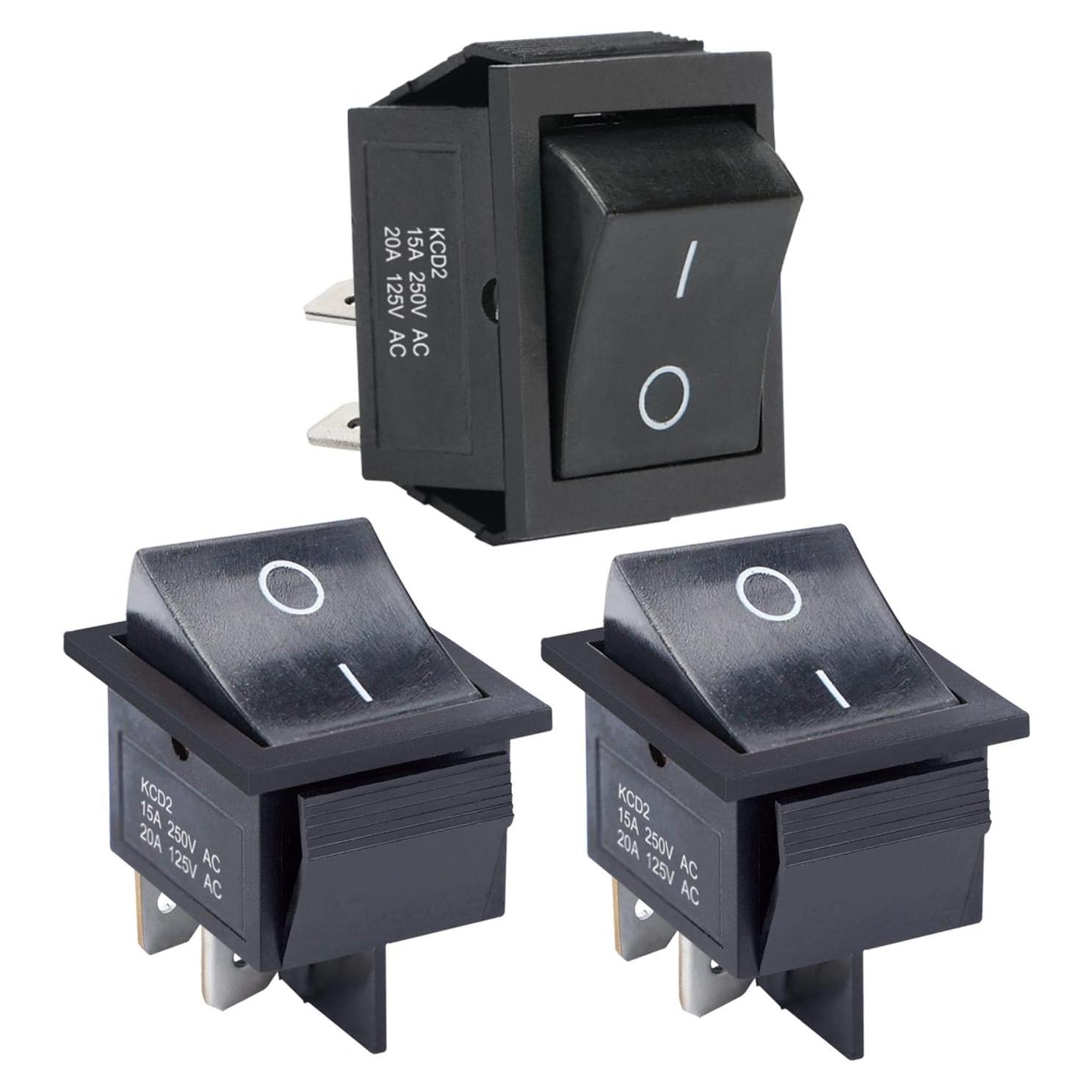 Interruptor Rocker APIELE KCD2-201 Negro DPST 4 Pines 125V/20A