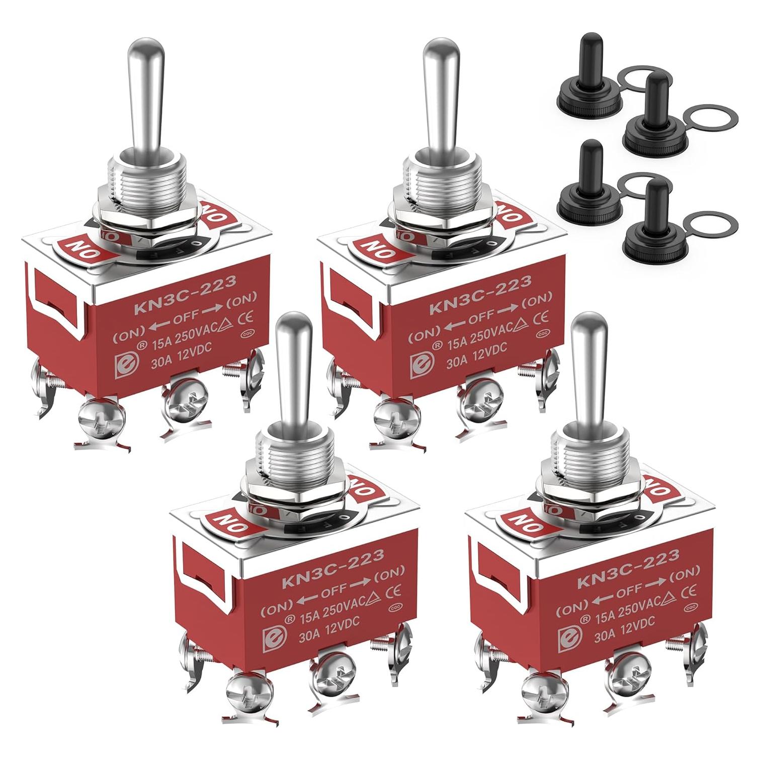 Interruptor de palanca DPDT Joinfworld 12V 30A impermeable - 4 piezas