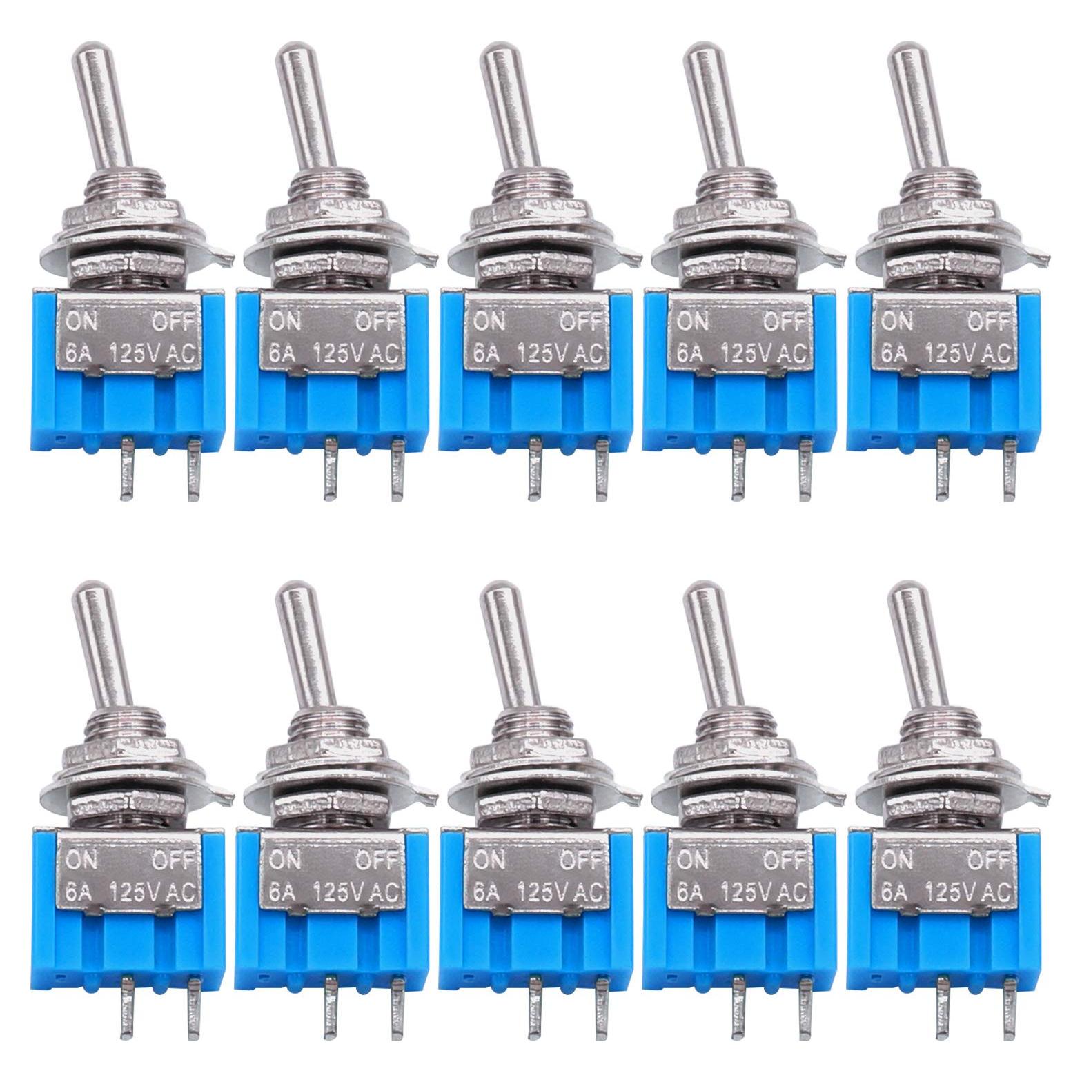 Interruptor de Palanca Mini SPST Taiss 10PCS 6A 125V 2 Pines