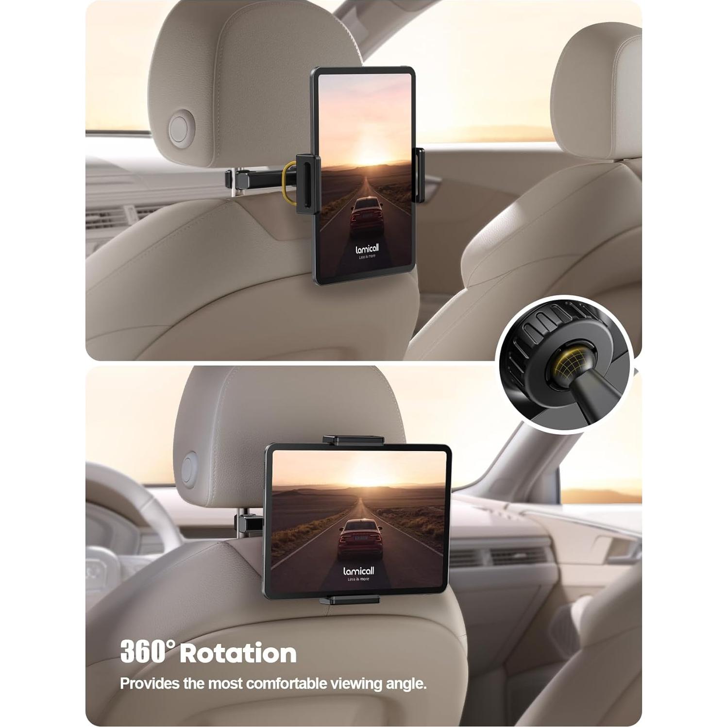 Soporte para Tablet Lamicall en Reposacabezas Auto Negro