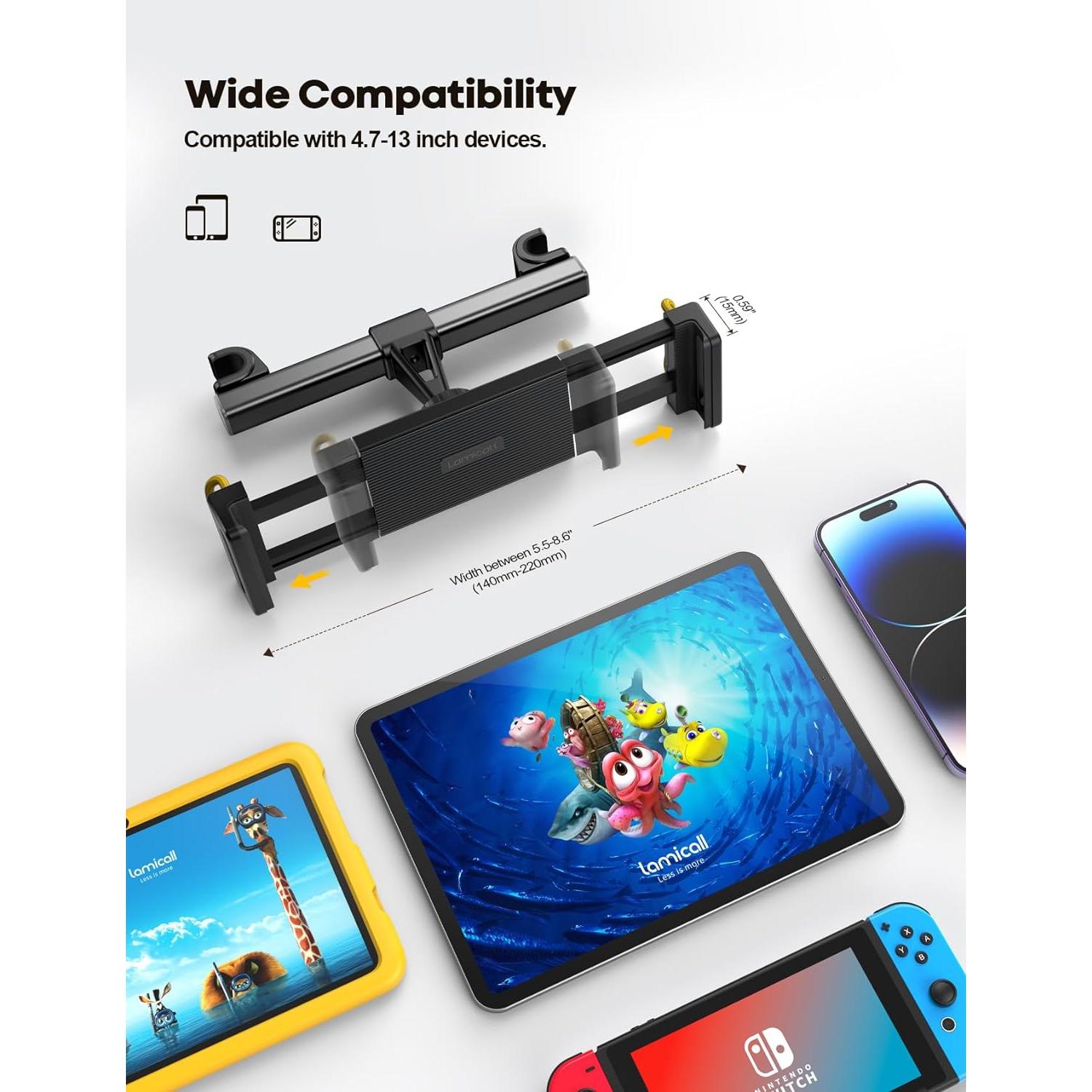 Soporte para Tablet Lamicall en Reposacabezas Auto Negro