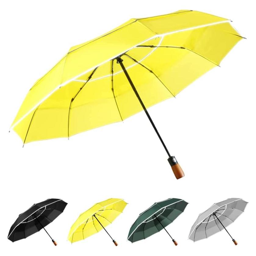 YumSur Paraguas Compacto Automático - A Prueba de Viento, Amarillo