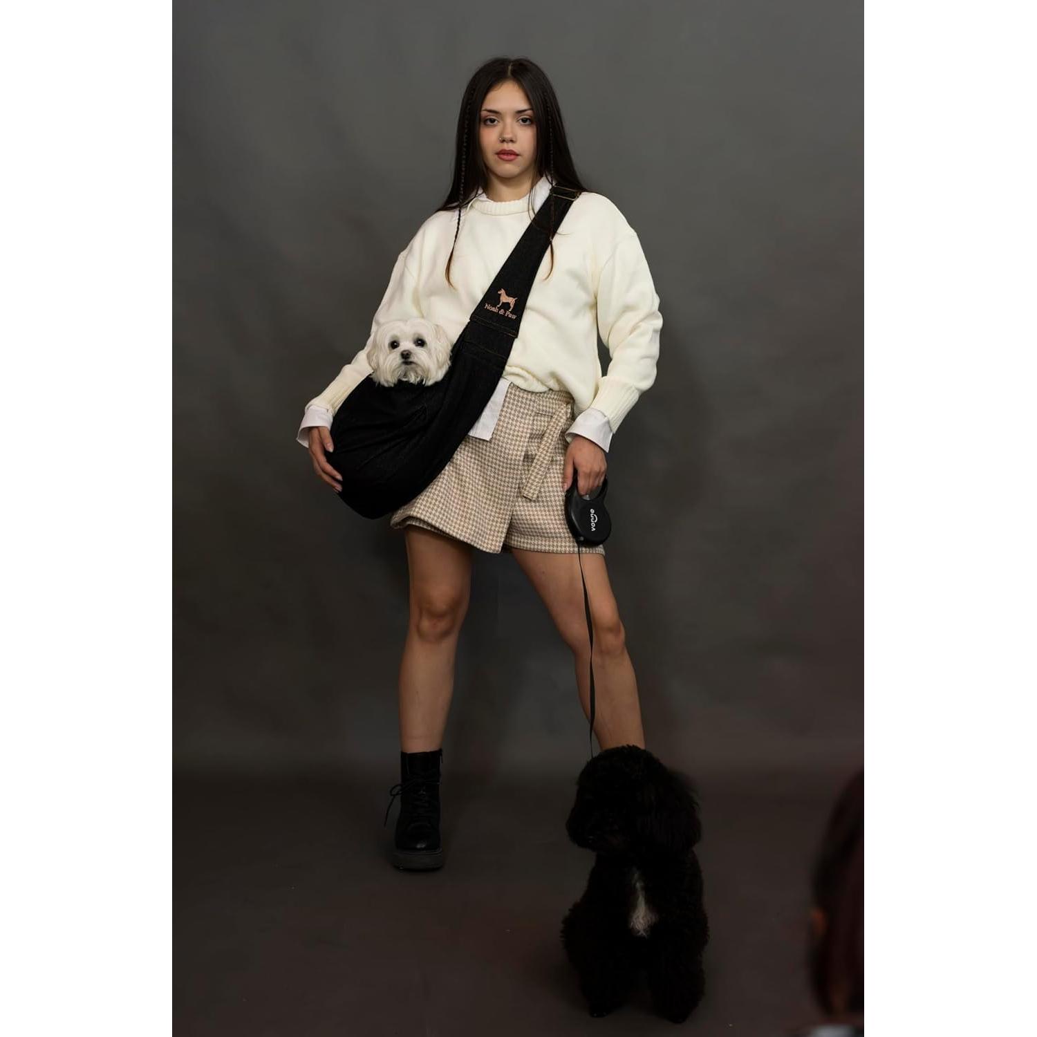 Transportín de Perro Noah & Paw Negro para Mascotas 2-8 kg