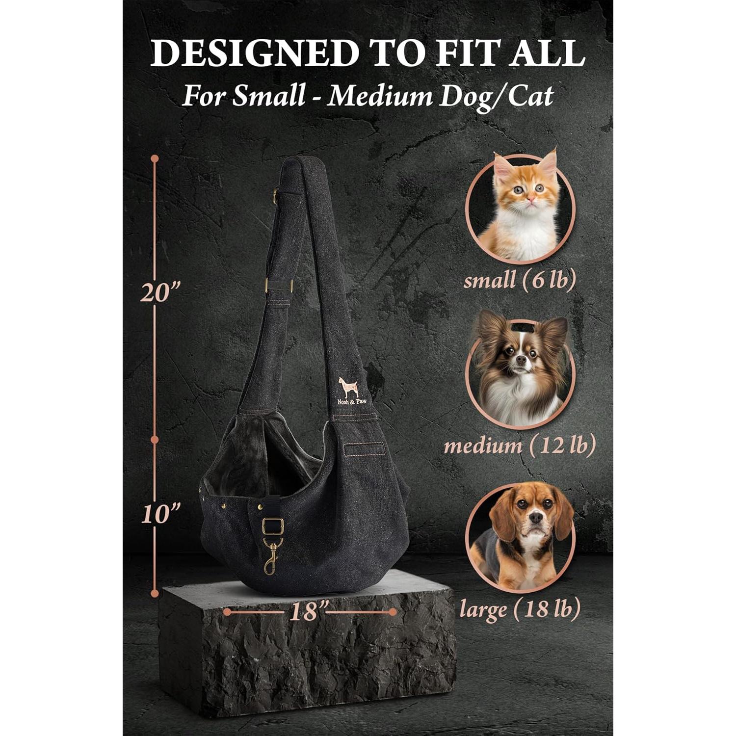 Transportín de Perro Noah & Paw Negro para Mascotas 2-8 kg