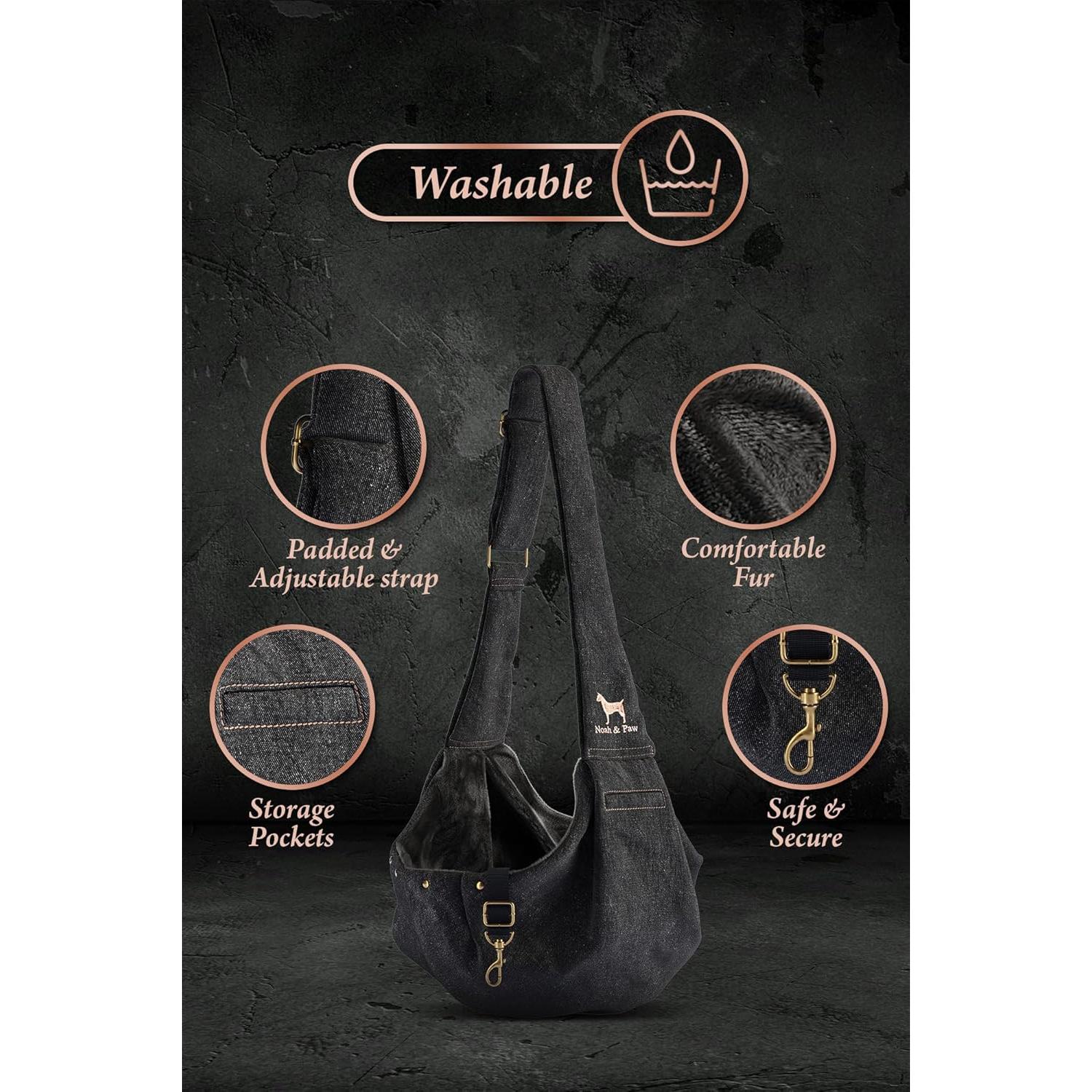 Transportín de Perro Noah & Paw Negro para Mascotas 2-8 kg