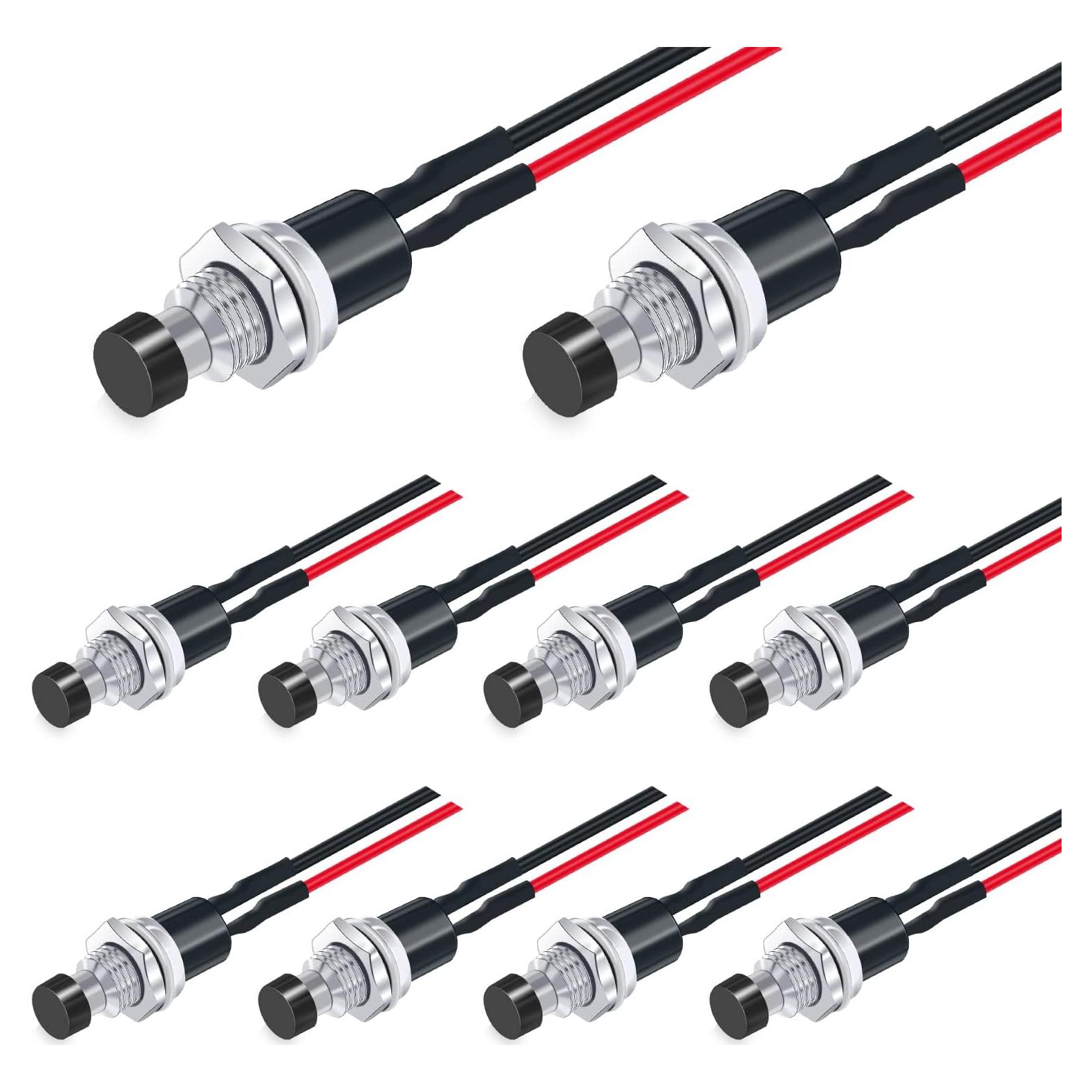 Interruptor de Botón Momentáneo Twidec 10 Pcs 250V 1A Negro