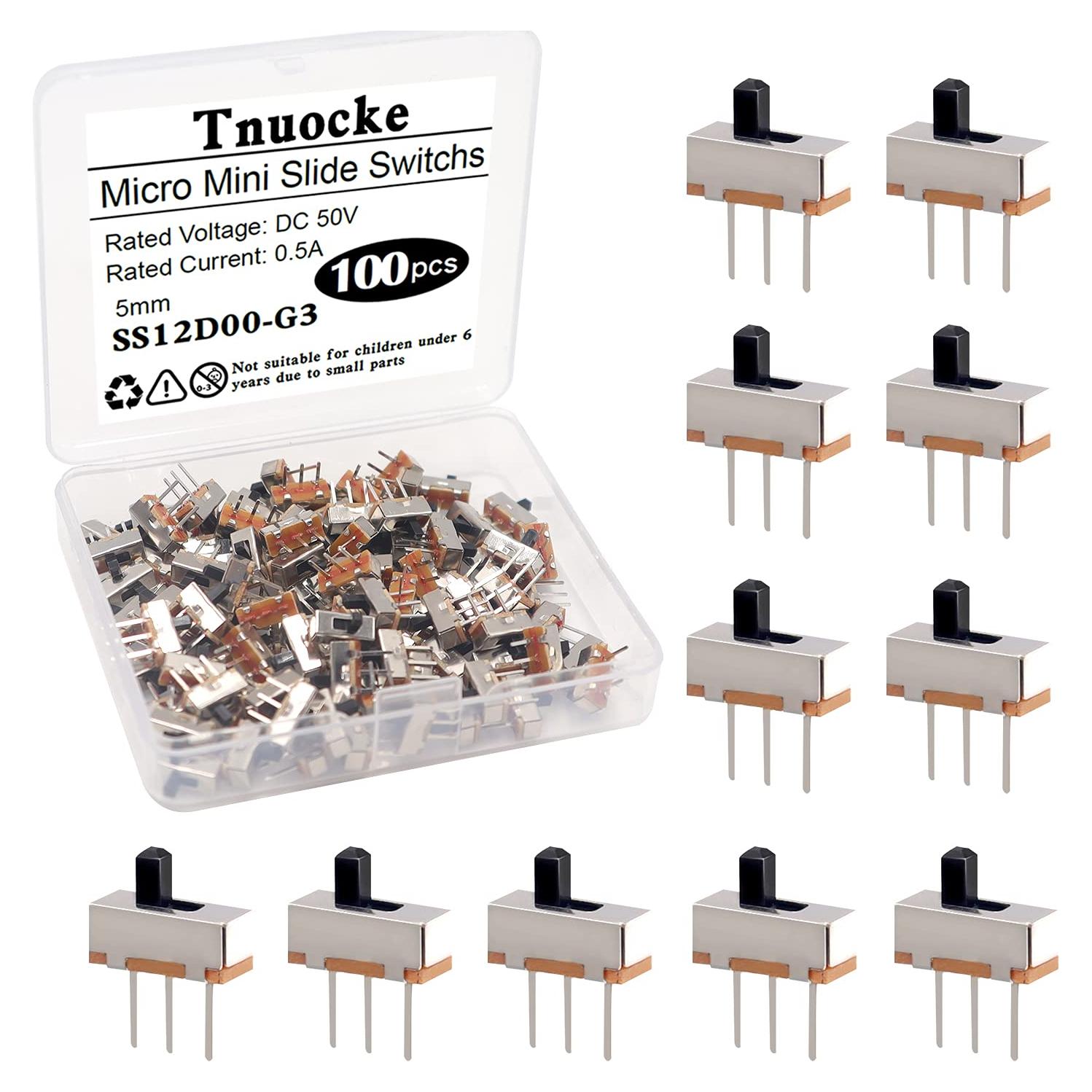 Interruptor Deslizante Tnuocke 3mm 100 Pcs 1 Polo 2 Lanzamientos