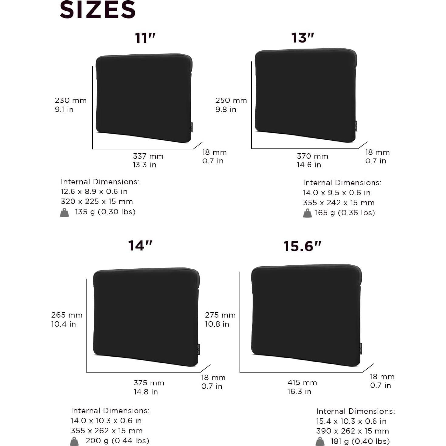 Funda para Laptop Lenovo 11" Neopreno Negro con Cremallera