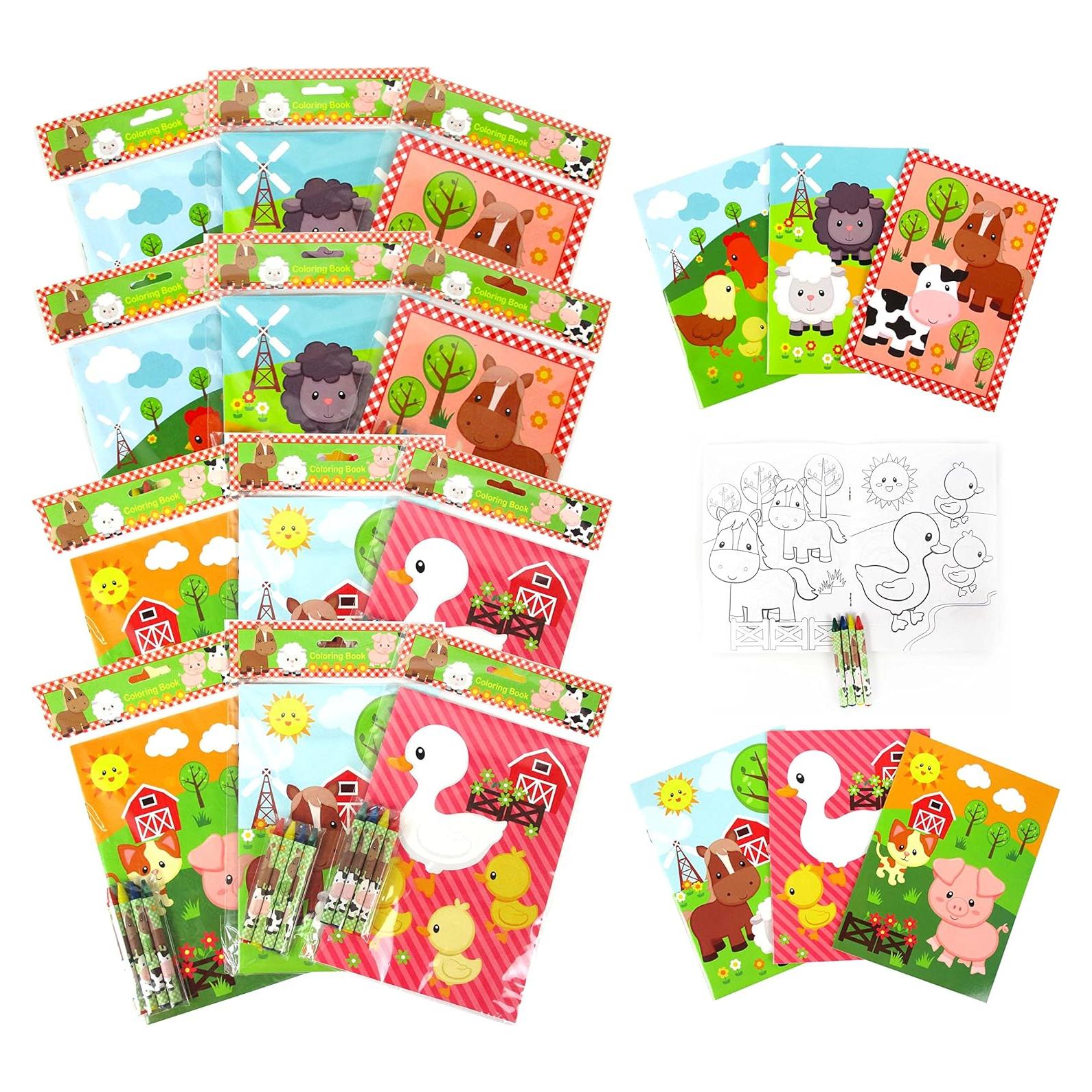 Libros para Colorear Tiny Mills 12 Libros y 48 Crayones