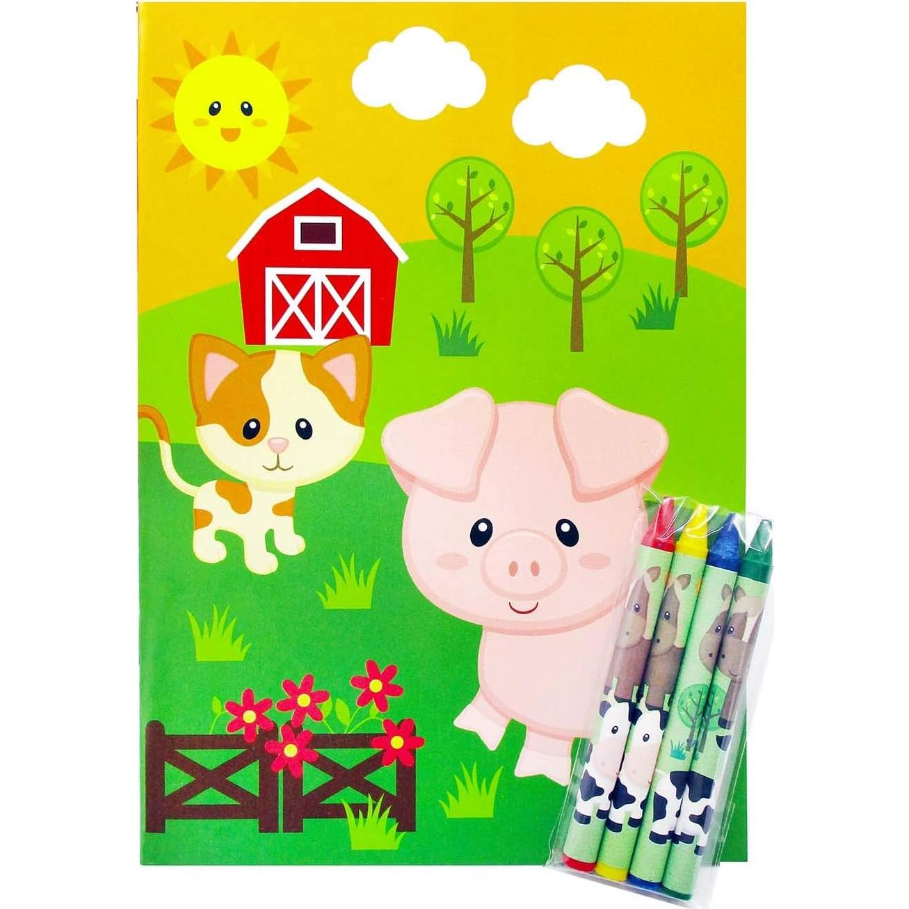 Libros para Colorear Tiny Mills 12 Libros y 48 Crayones