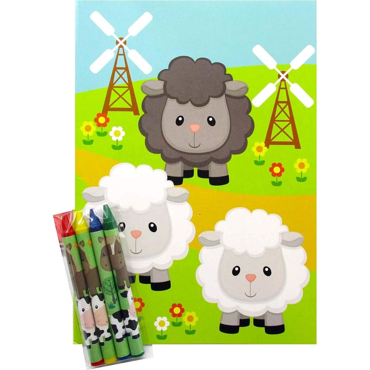 Libros para Colorear Tiny Mills 12 Libros y 48 Crayones