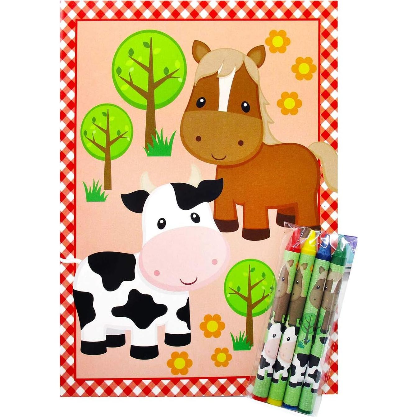 Libros para Colorear Tiny Mills 12 Libros y 48 Crayones