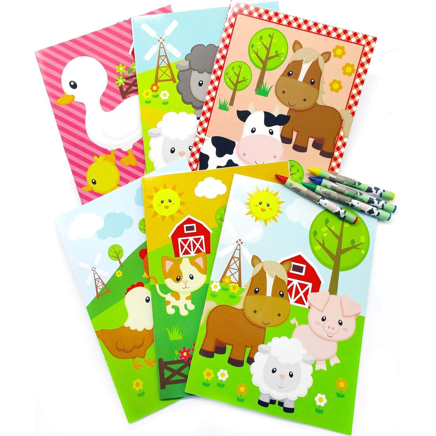 Libros para Colorear Tiny Mills 12 Libros y 48 Crayones