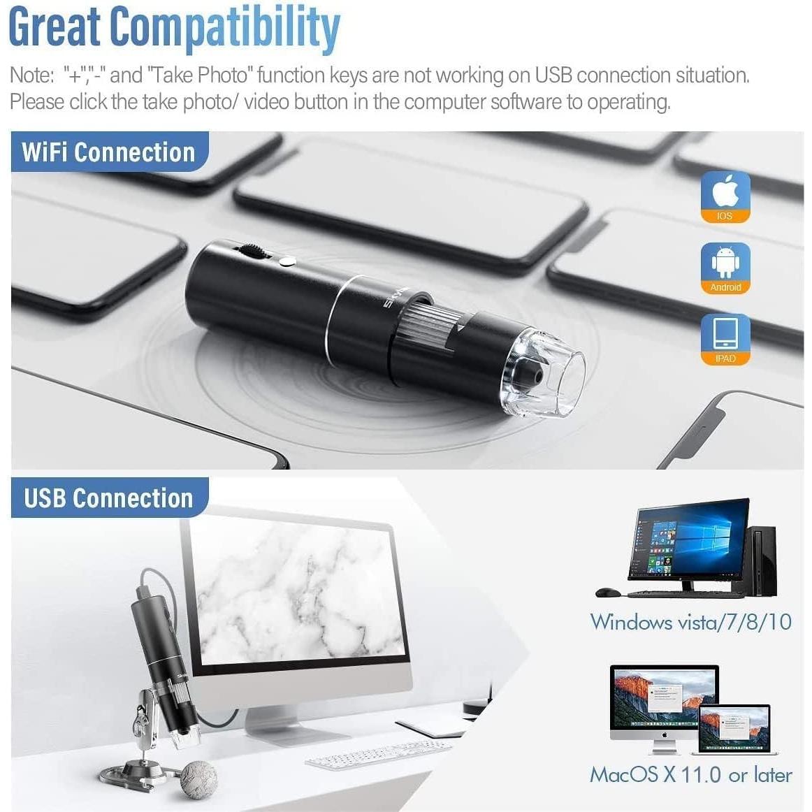 Microscopio Digital Inalámbrico SKYBASIC 50X-1000X HD