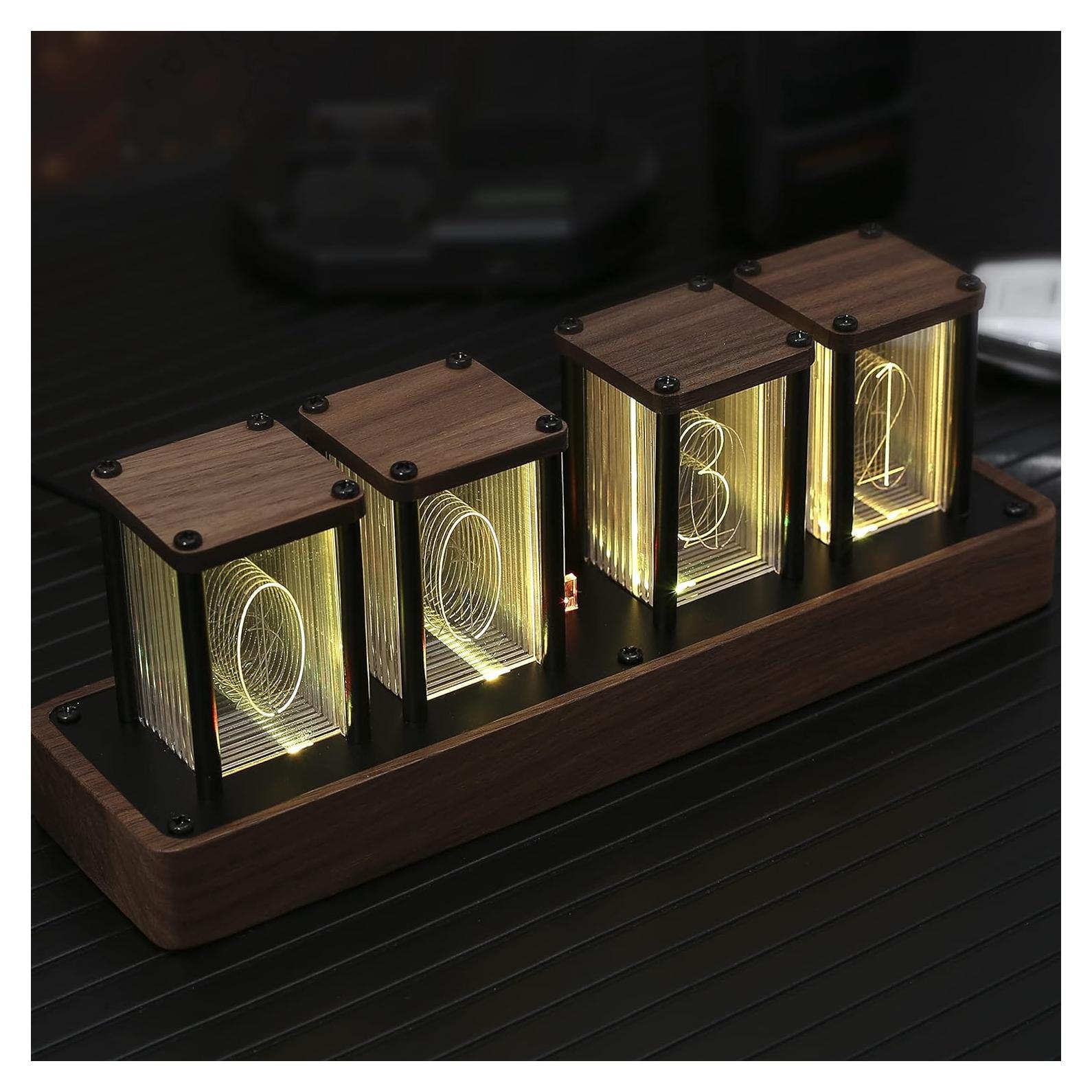 Reloj Digital Tubo Nixie ClocTeck QI-C04 Marrón RGB